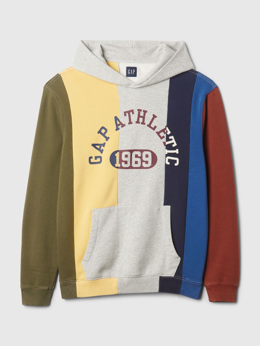 Felpa a righe con cappuccio e stampa logo Uomo_3