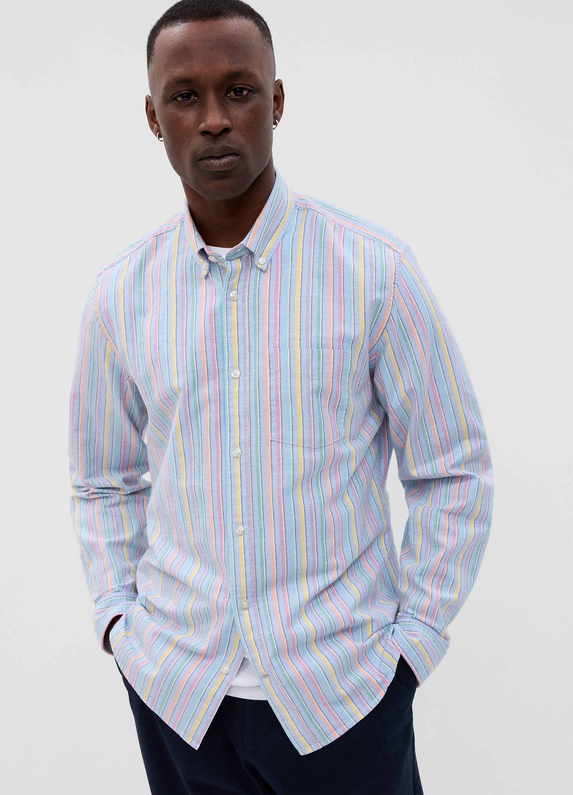 Regular-fit shirt in stretch oxford cotton