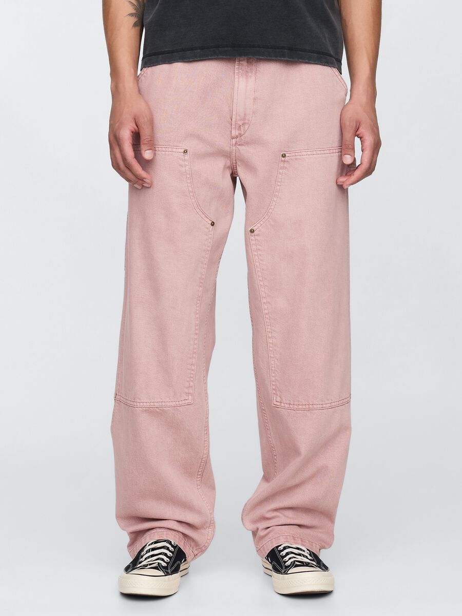 Pantaloni cargo rosa con tasche alla francese Uomo_1