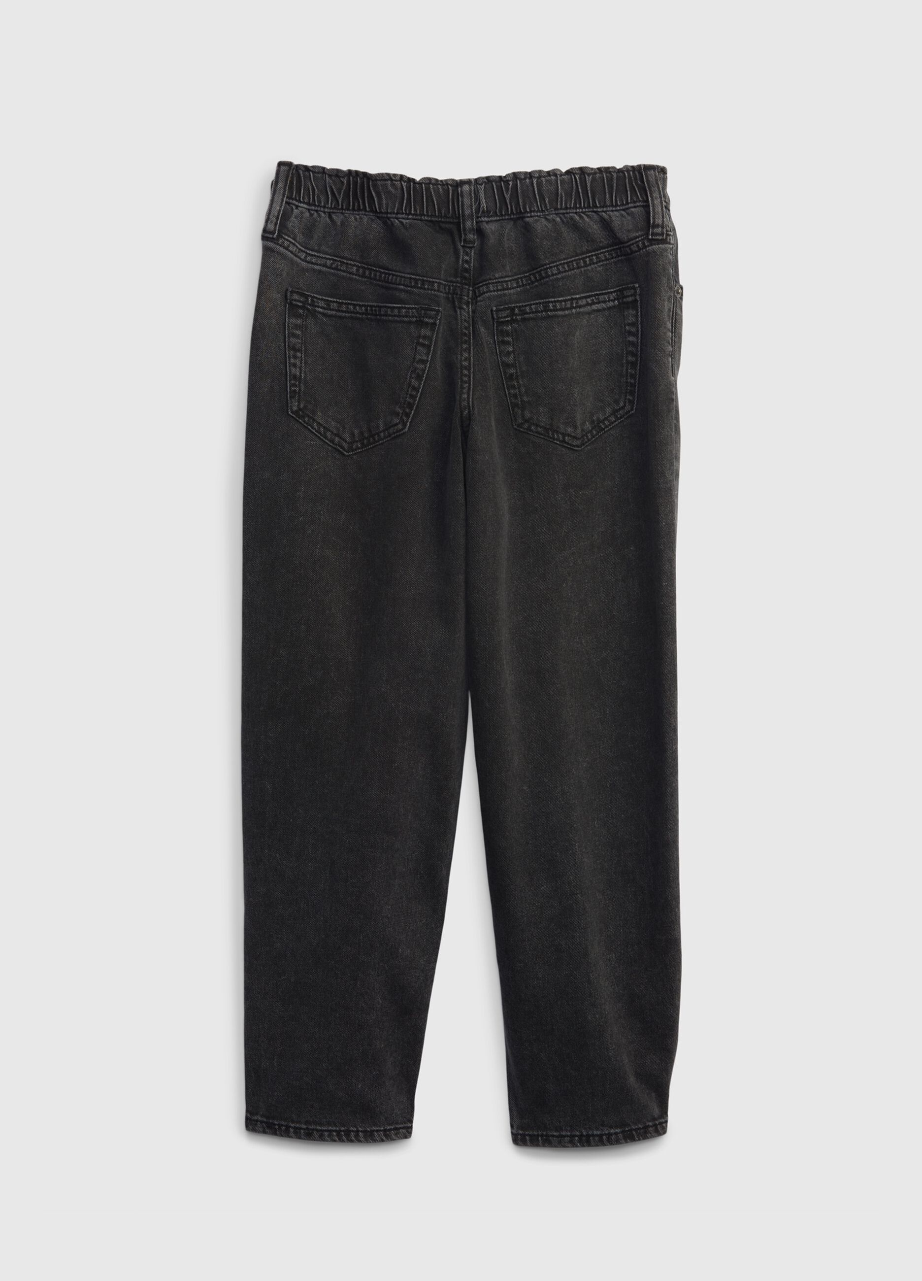 Barrel jeans with elastic waist band_1