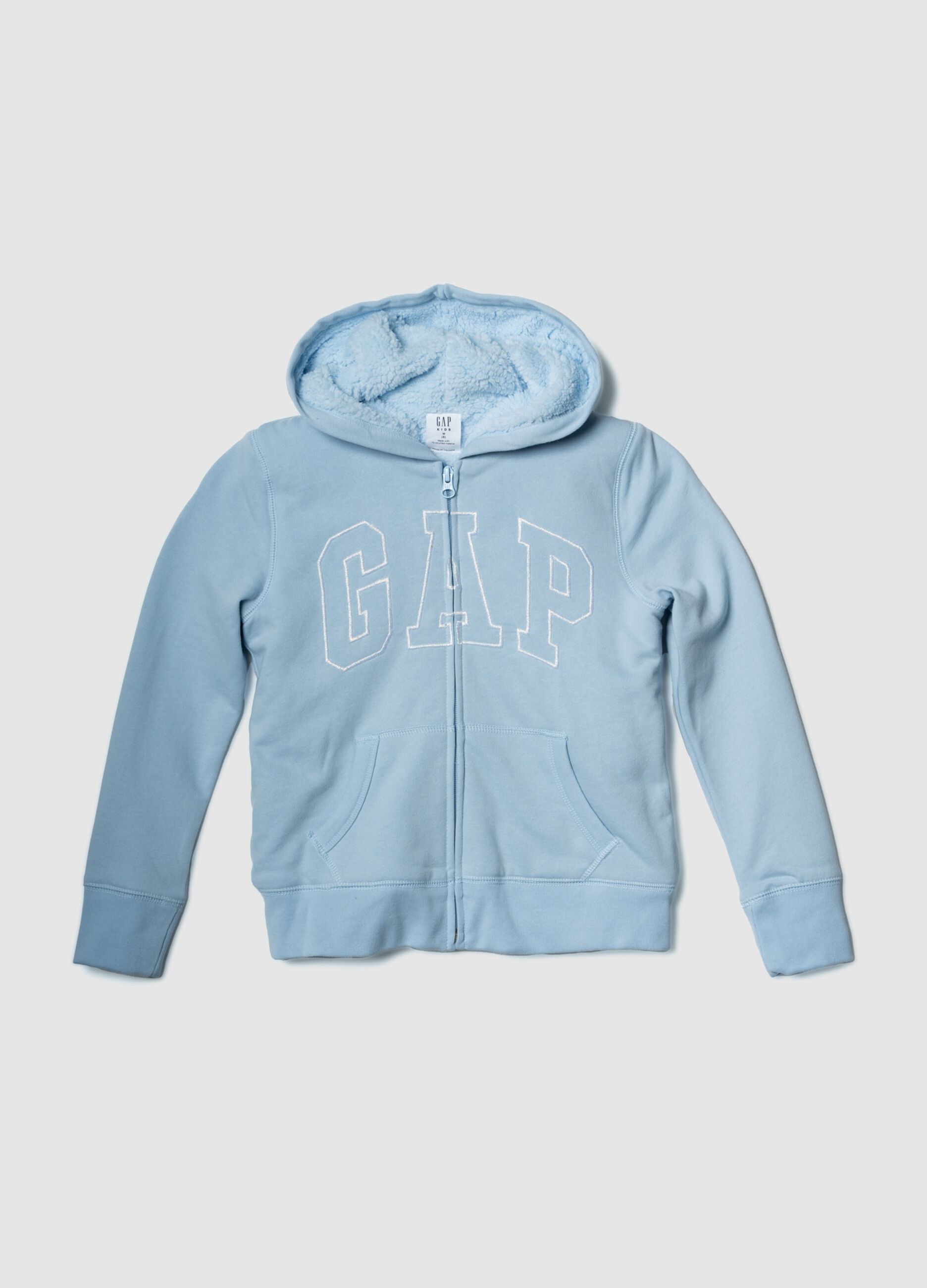 Full-zip hoodie with sherpa lining and embroidered logo