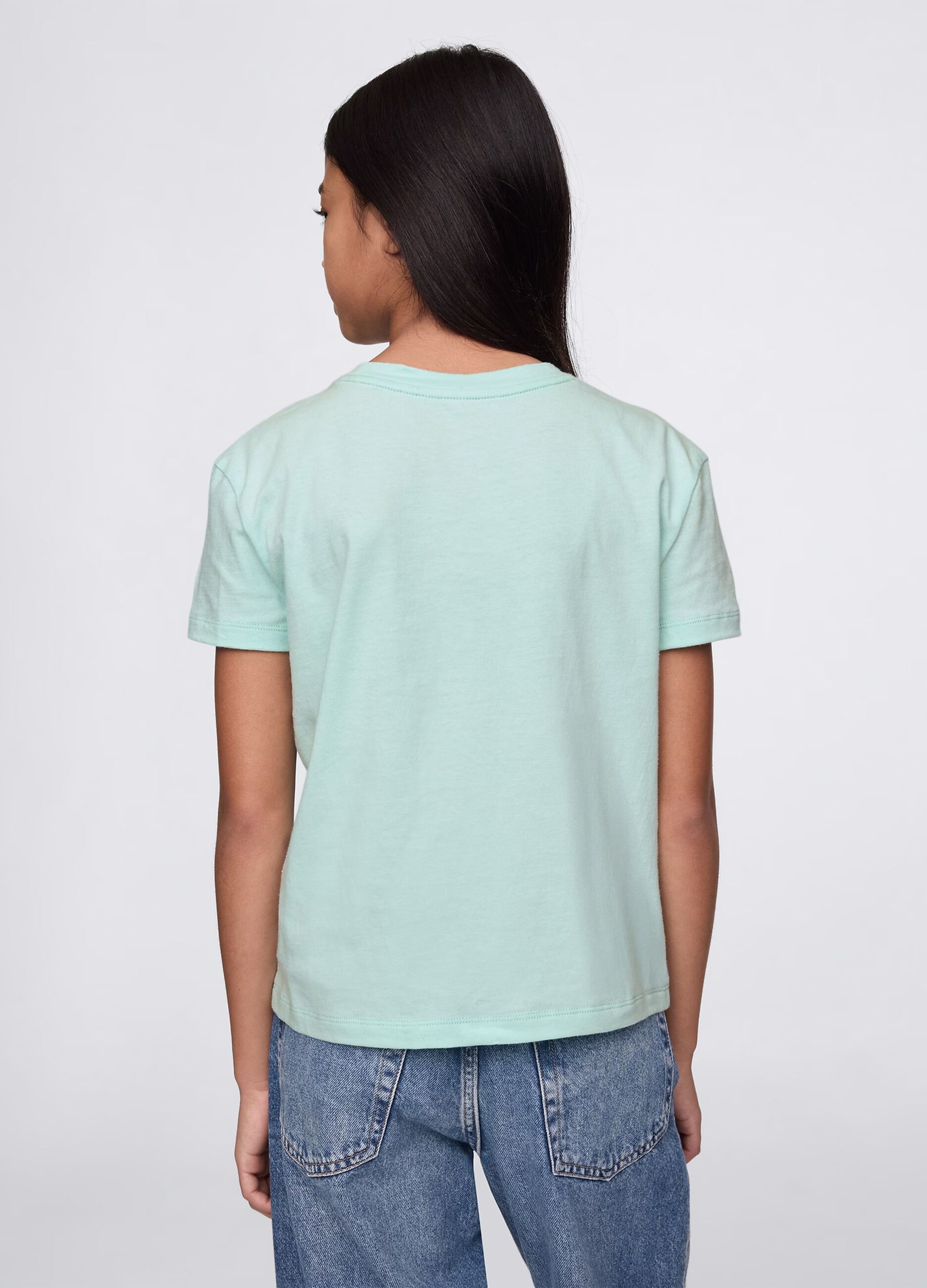 T-shirt verde in cotone con stampa sushi_1