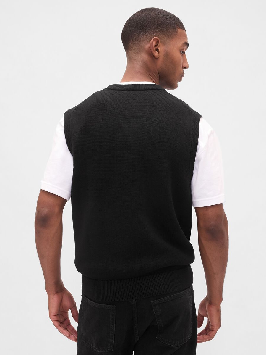 Black pure cotton waistcoat Man_1