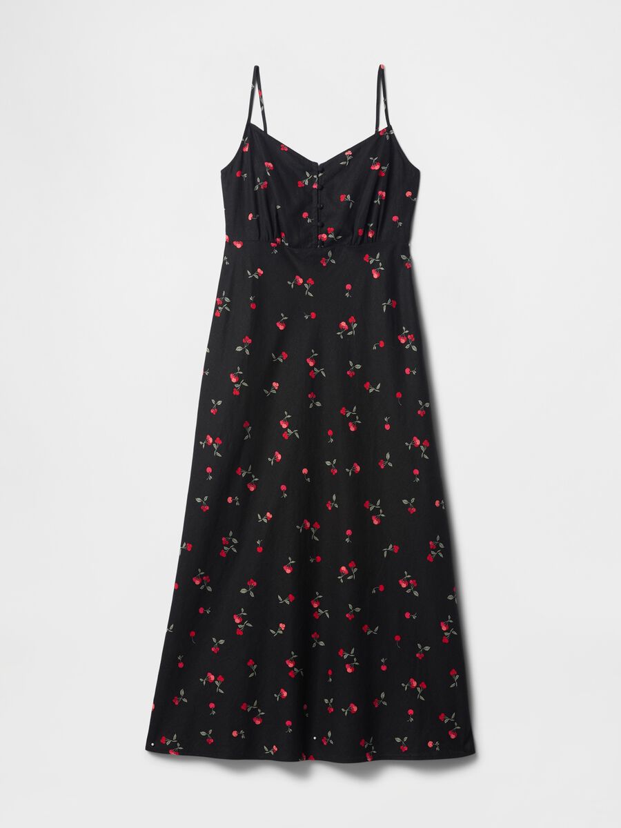 Vestito lungo nero con fantasia floreale Donna_5