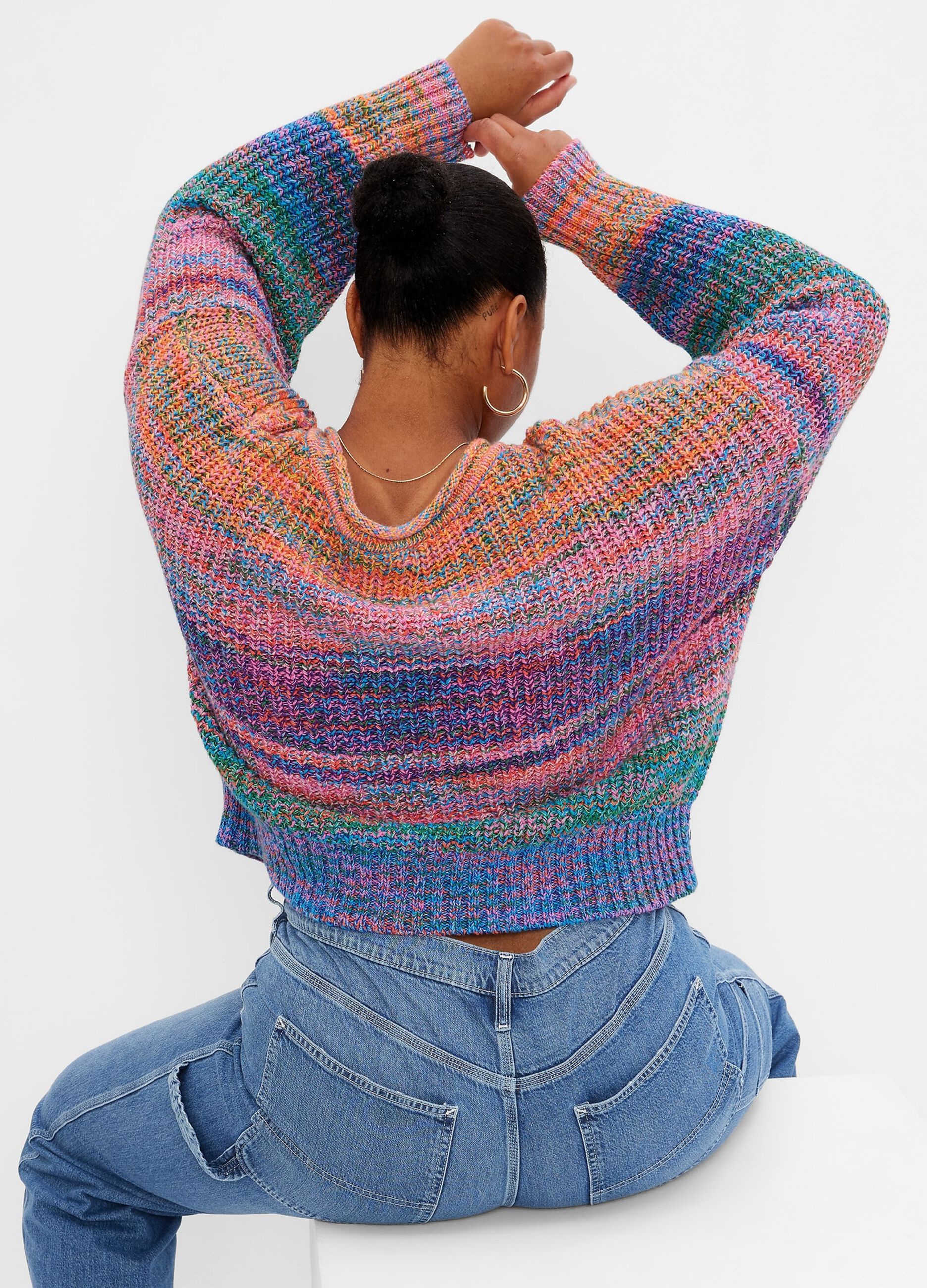 Oversize multi-colour pullover with pocket_3