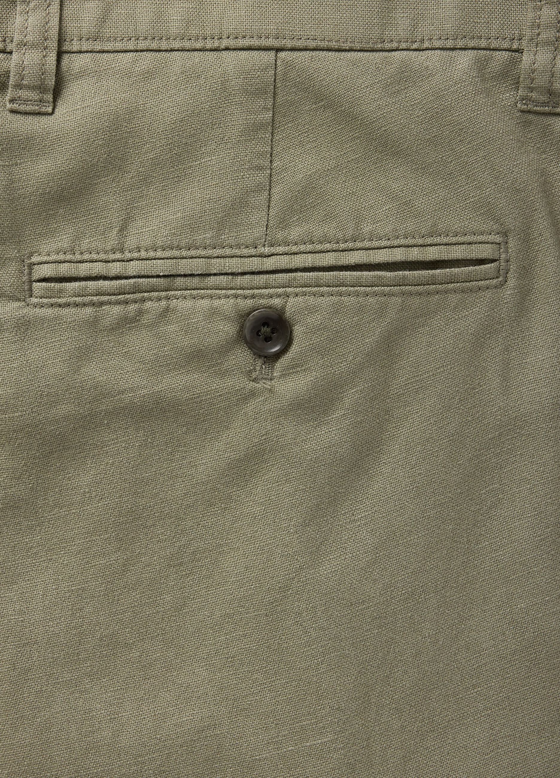 Pantaloni regular verdi in lino e cotone_5