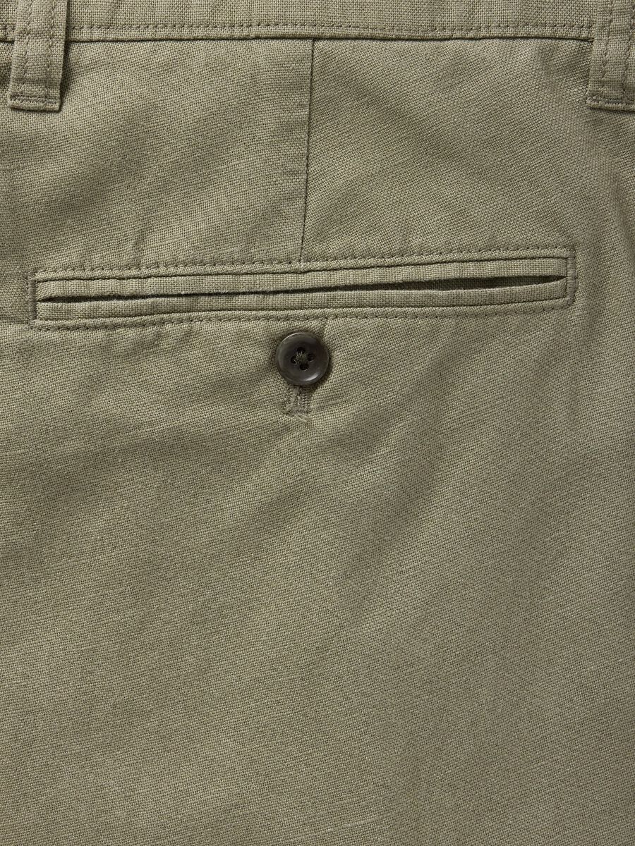 Regular Green Trousers in Linen and Cotton Man_5