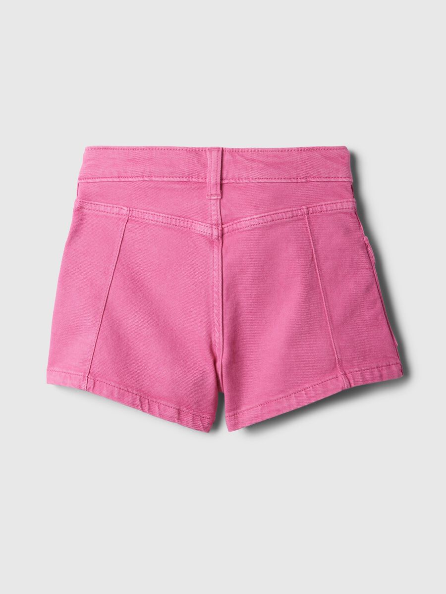 Shorts cargo in denim a vita alta Bambina_4