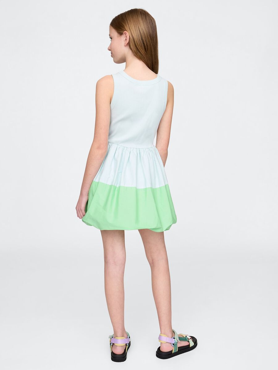 Abito senza maniche verde e azzurro in cotone Bambina_1