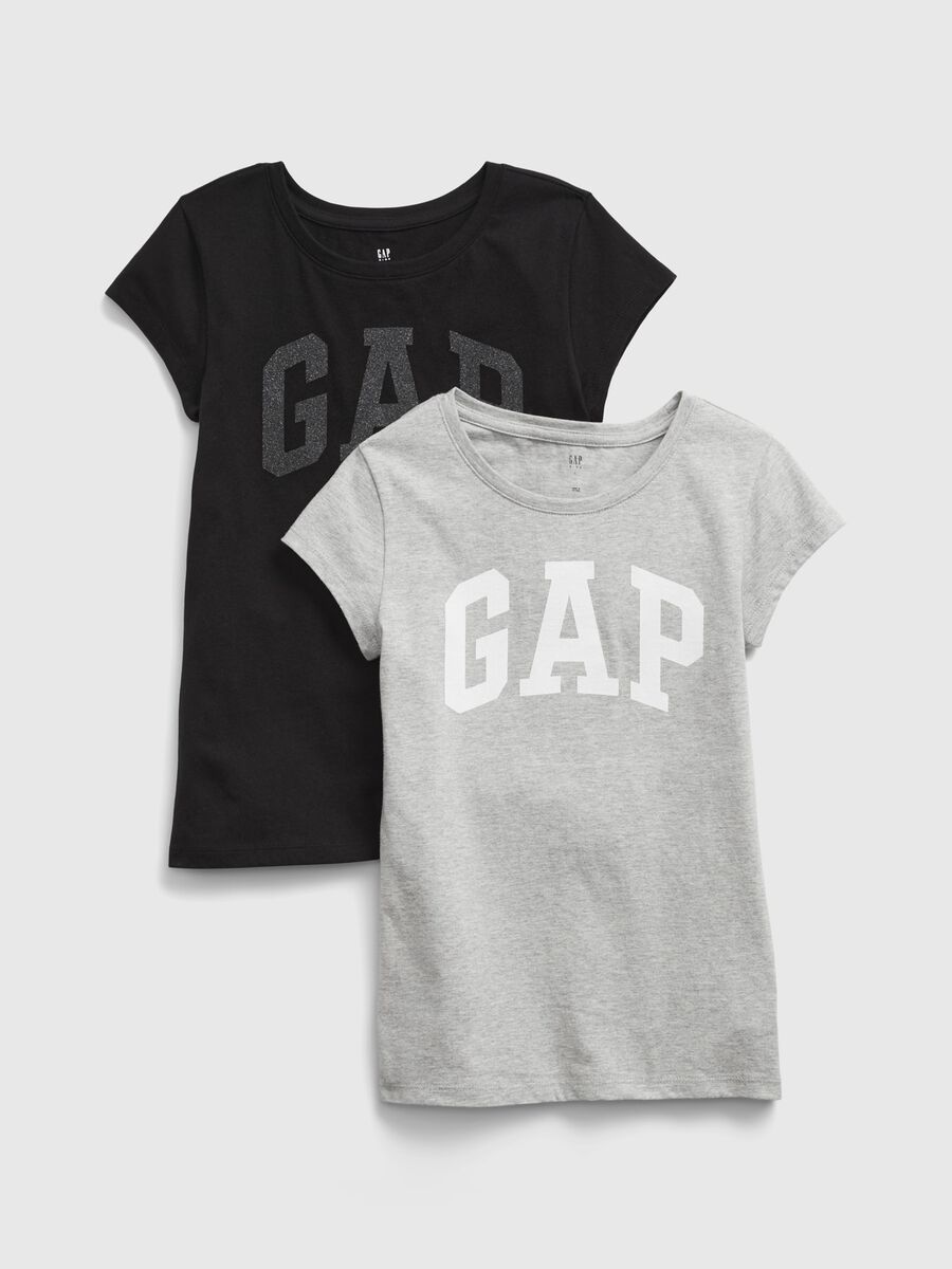 Bipack t-shirt in cotone con stampa logo Bambina_0