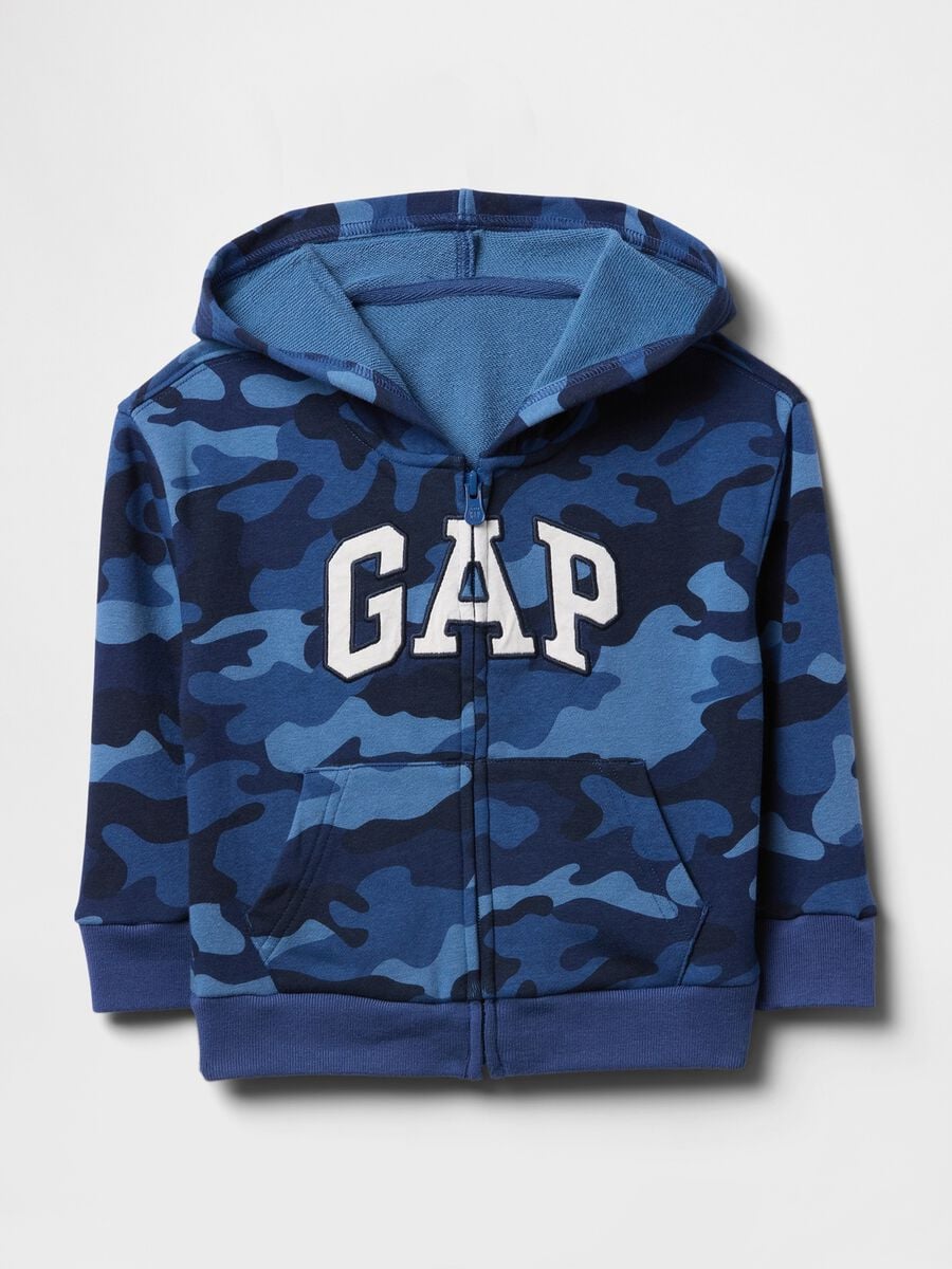 Felpa con logo GAP, cappuccio e zip in misto cotone Bimbo_0