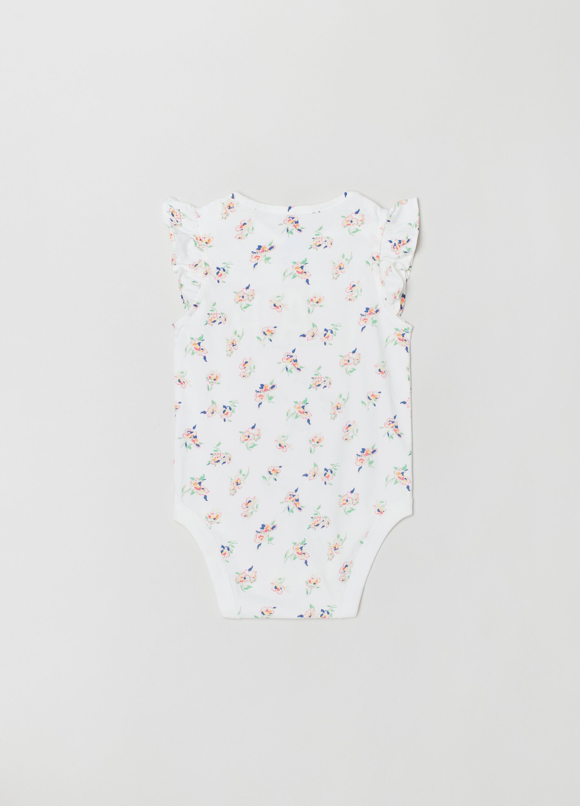 Sleeveless bodysuit with ruffles and logo patch_1