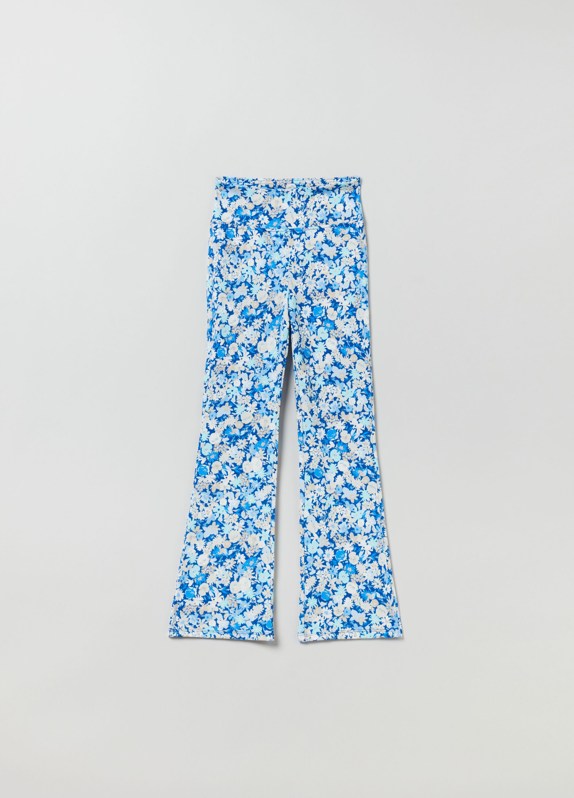 Flare-fit leggings with floral pattern
