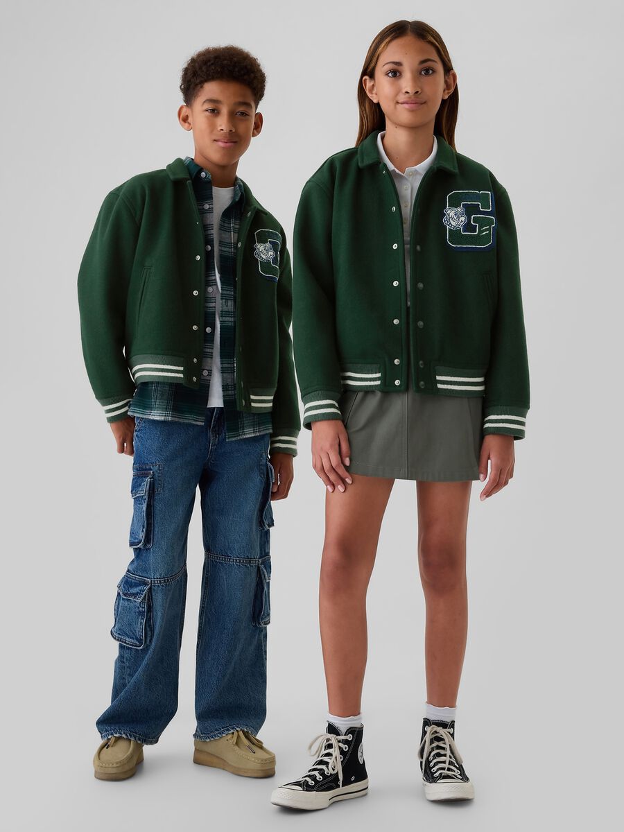 Bomber varsity con applicazioni bouclé Bambino_0