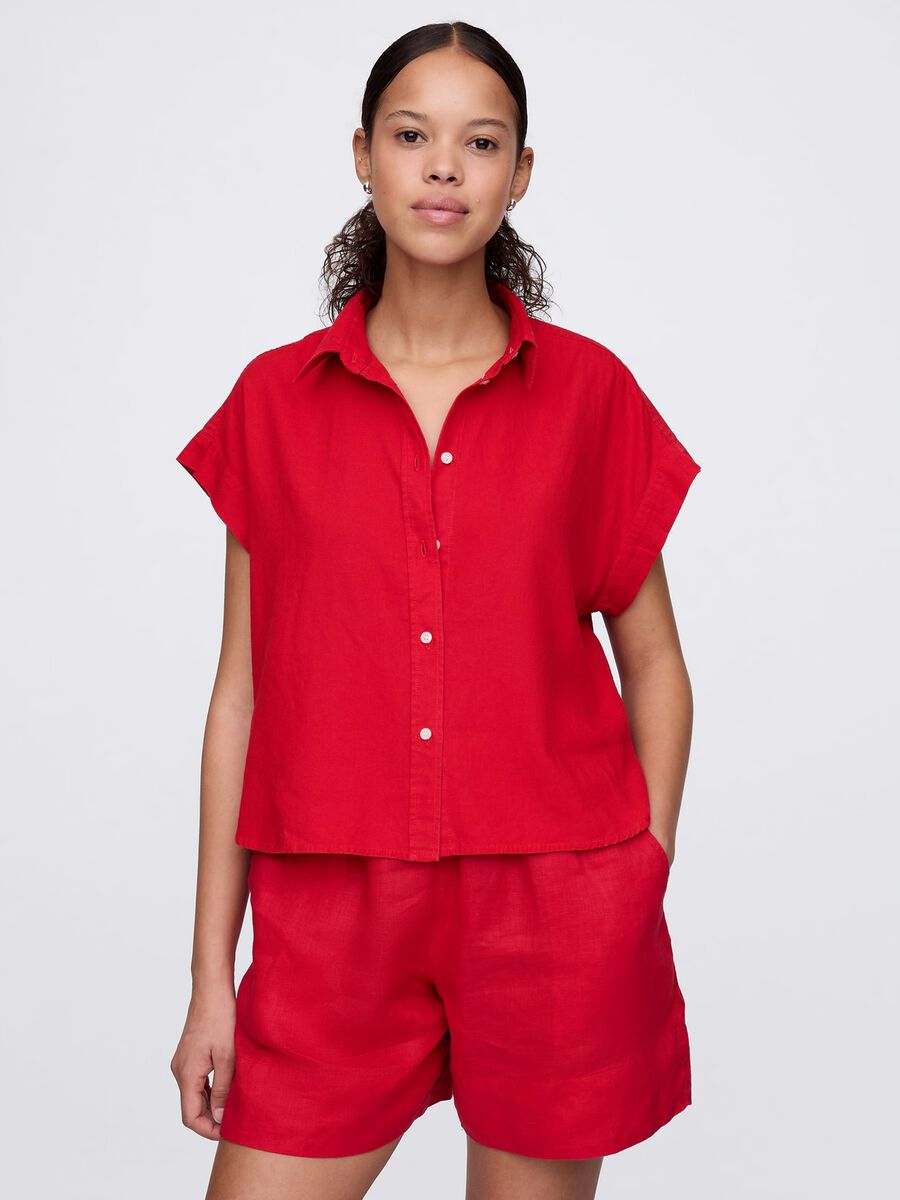 Red linen and viscose shirt Gap Woman_0