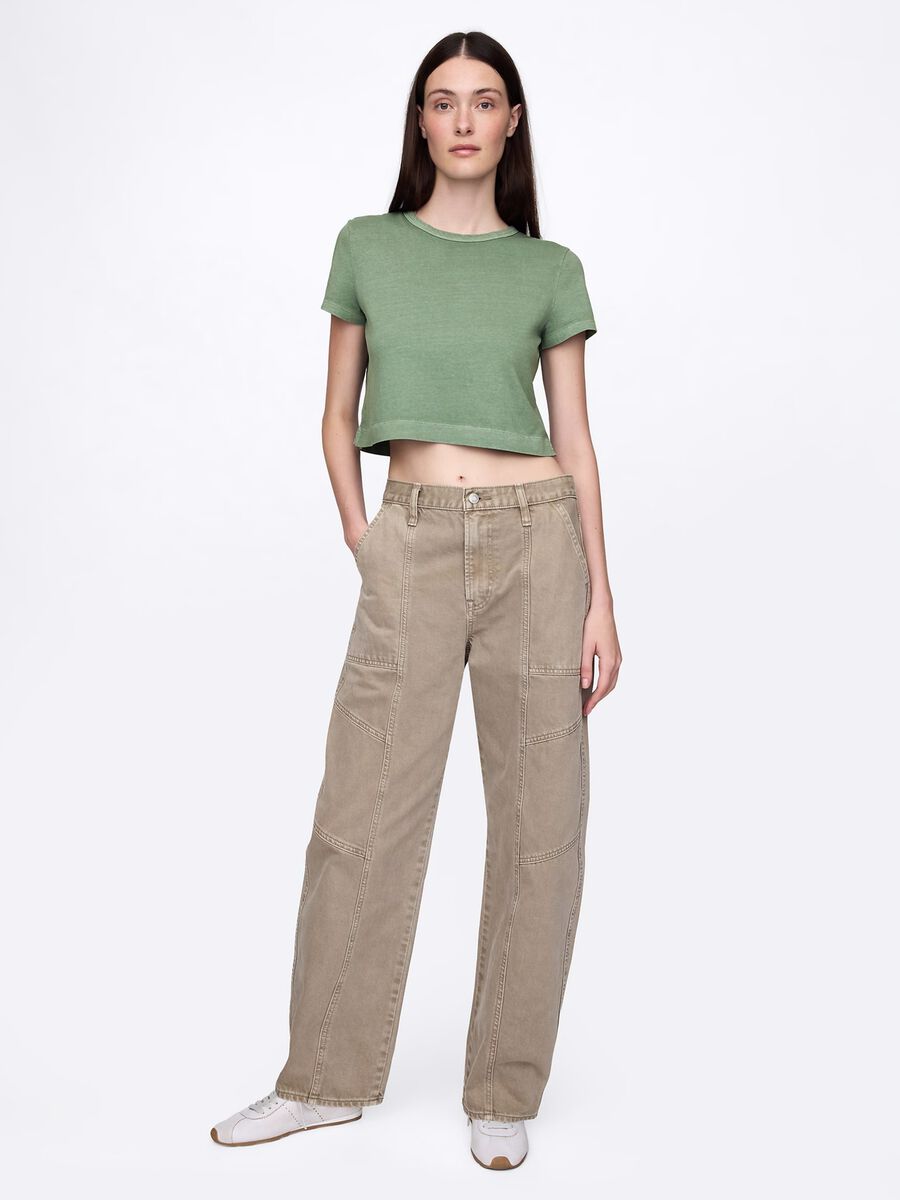 Gap Green Cotton Cropped T-shirt Woman_1