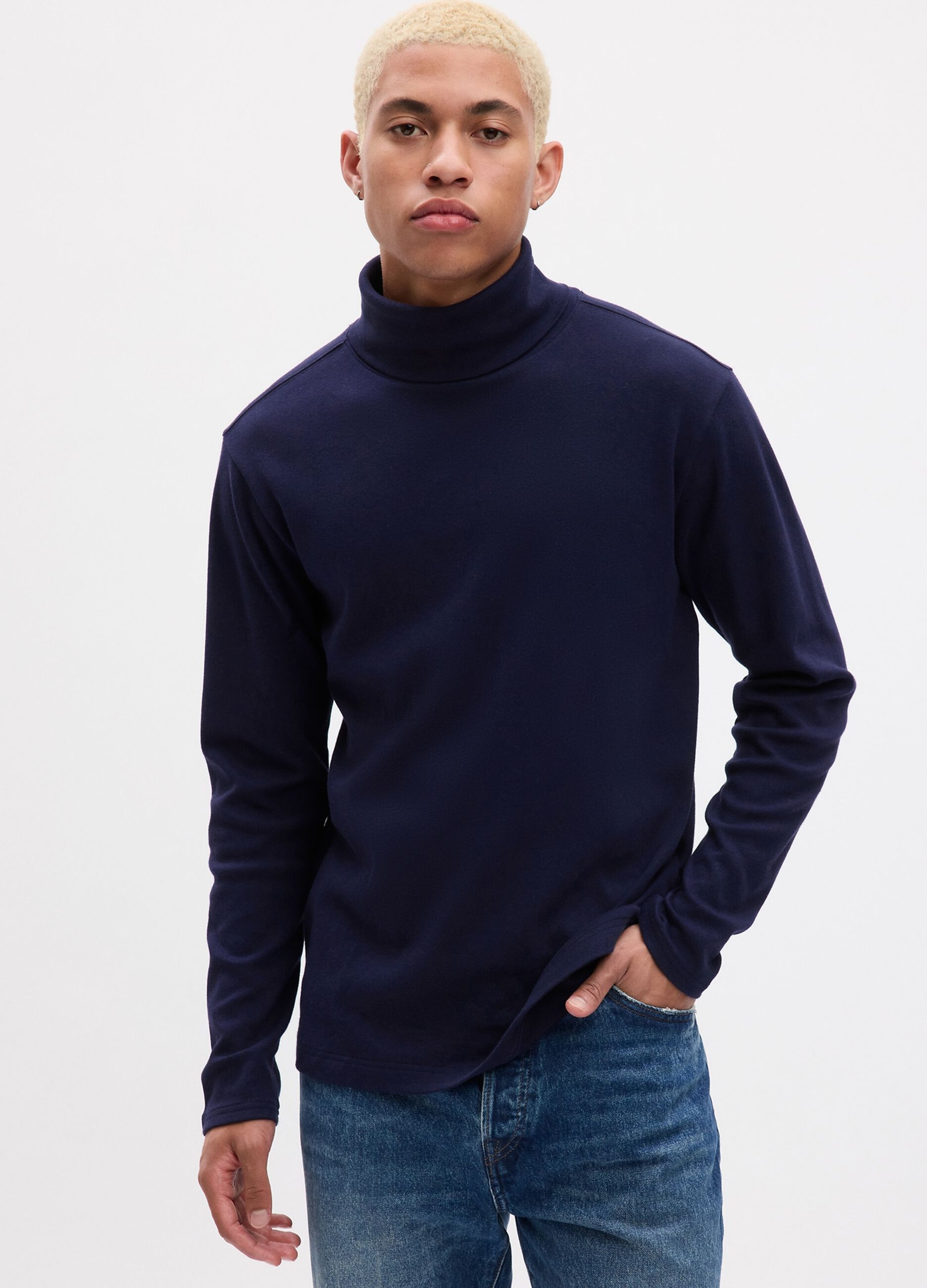 Long-sleeved turtleneck jumper in cotton