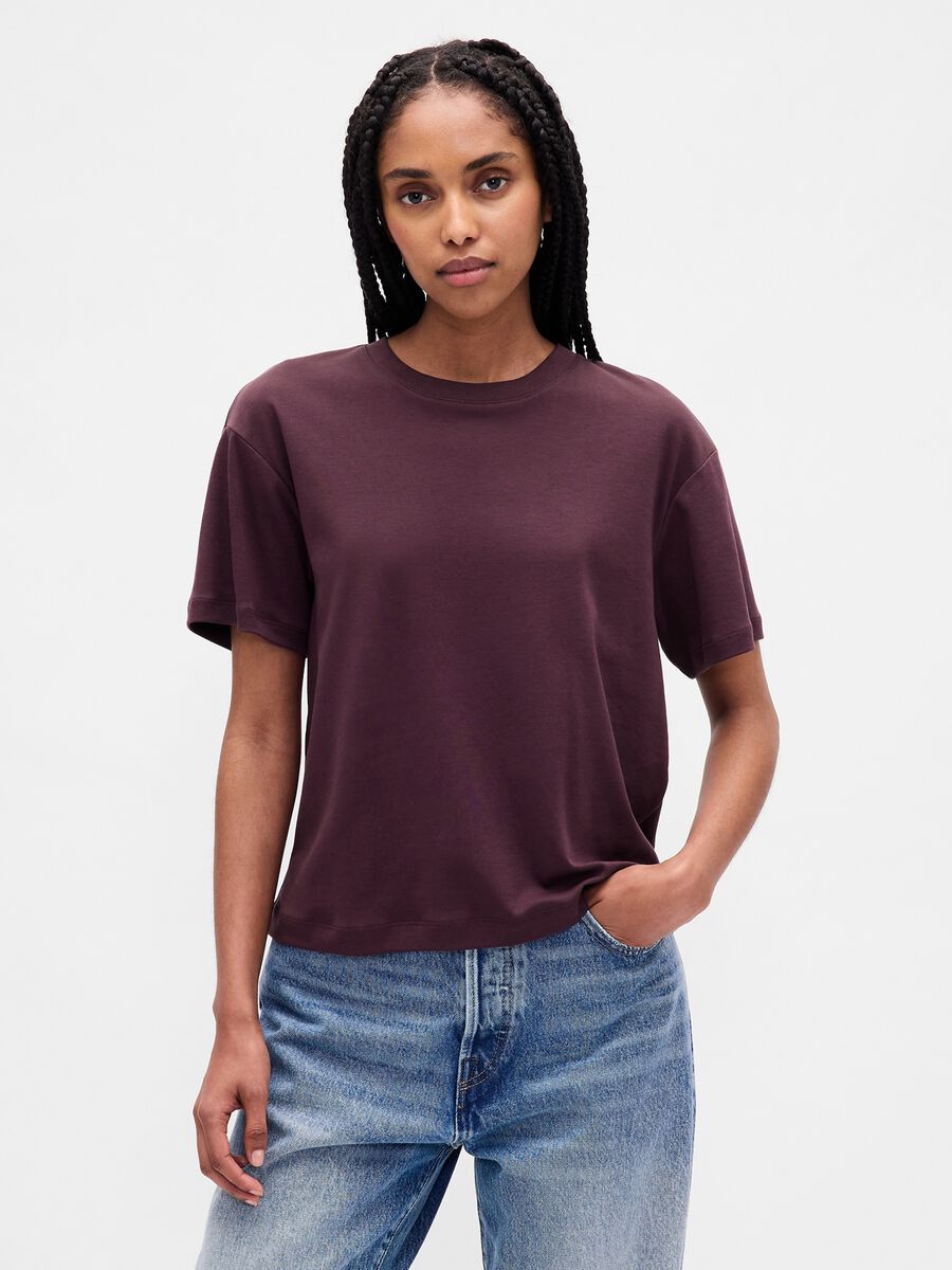 T-shirt viola in cotone Donna_0