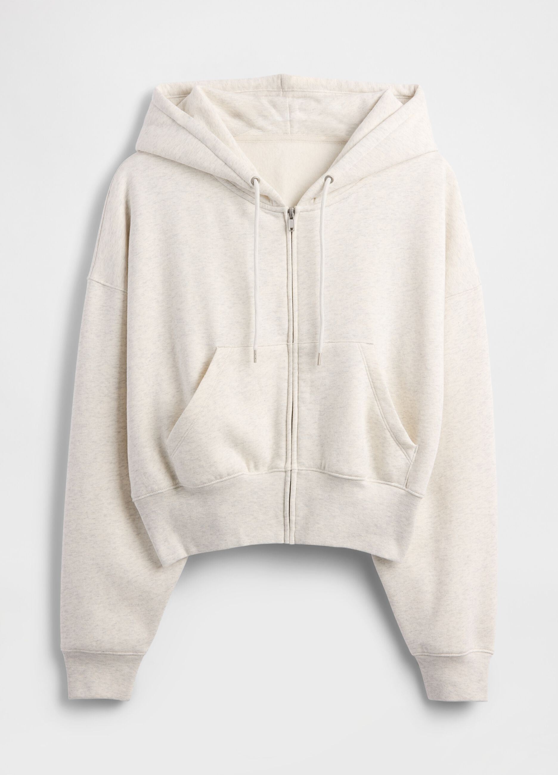 Felpa bianco con cappuccio e zip completa_4