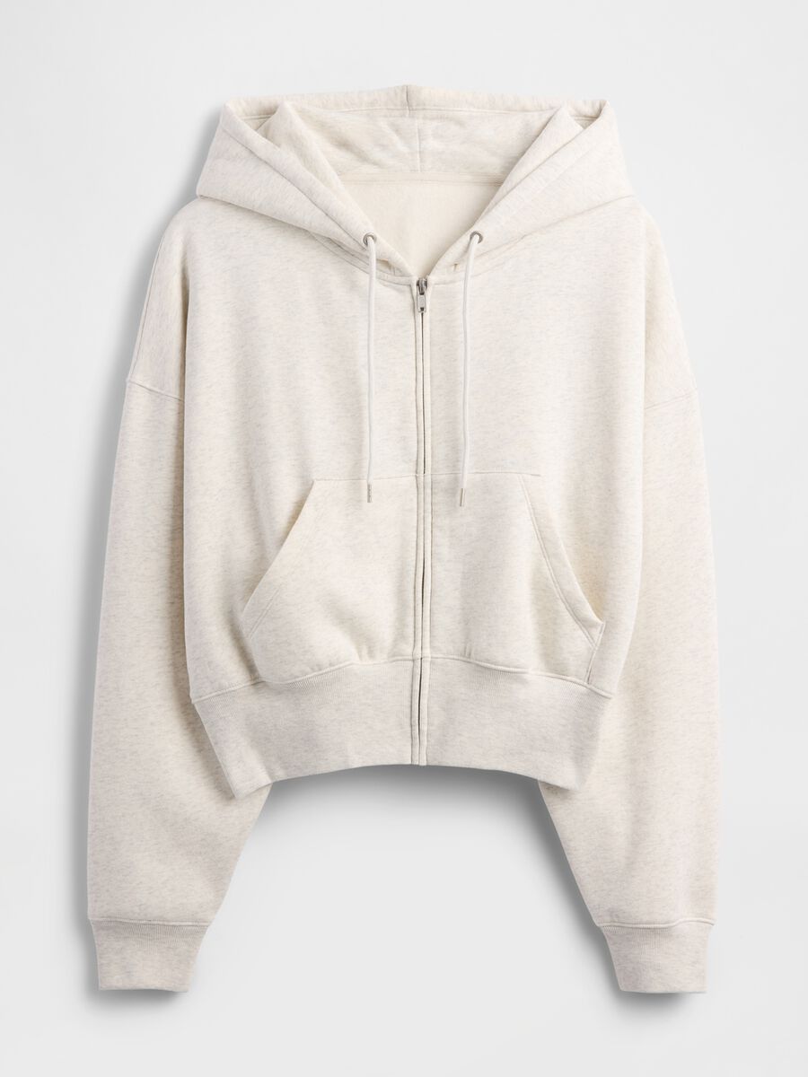 Felpa bianco con cappuccio e zip completa Donna_4