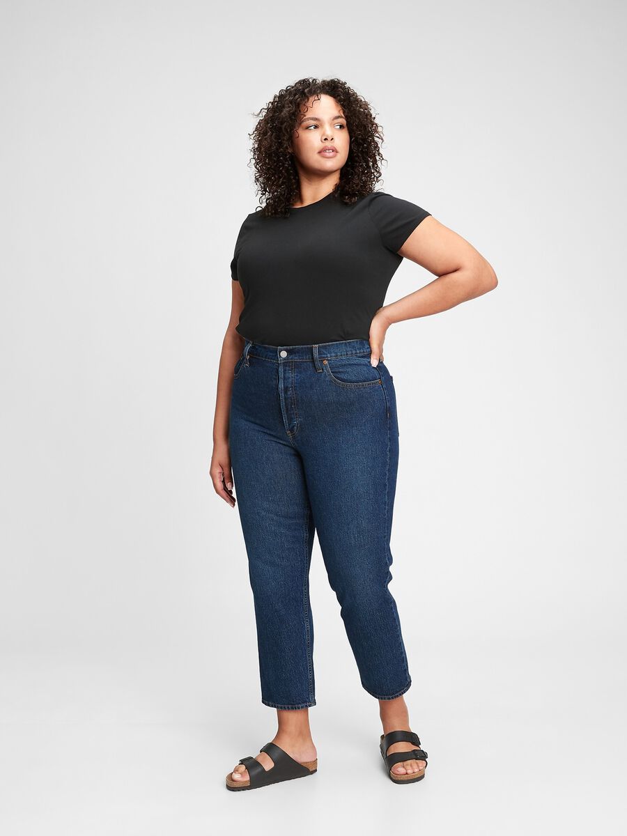 Straight-fit, high-rise jeans Woman_0