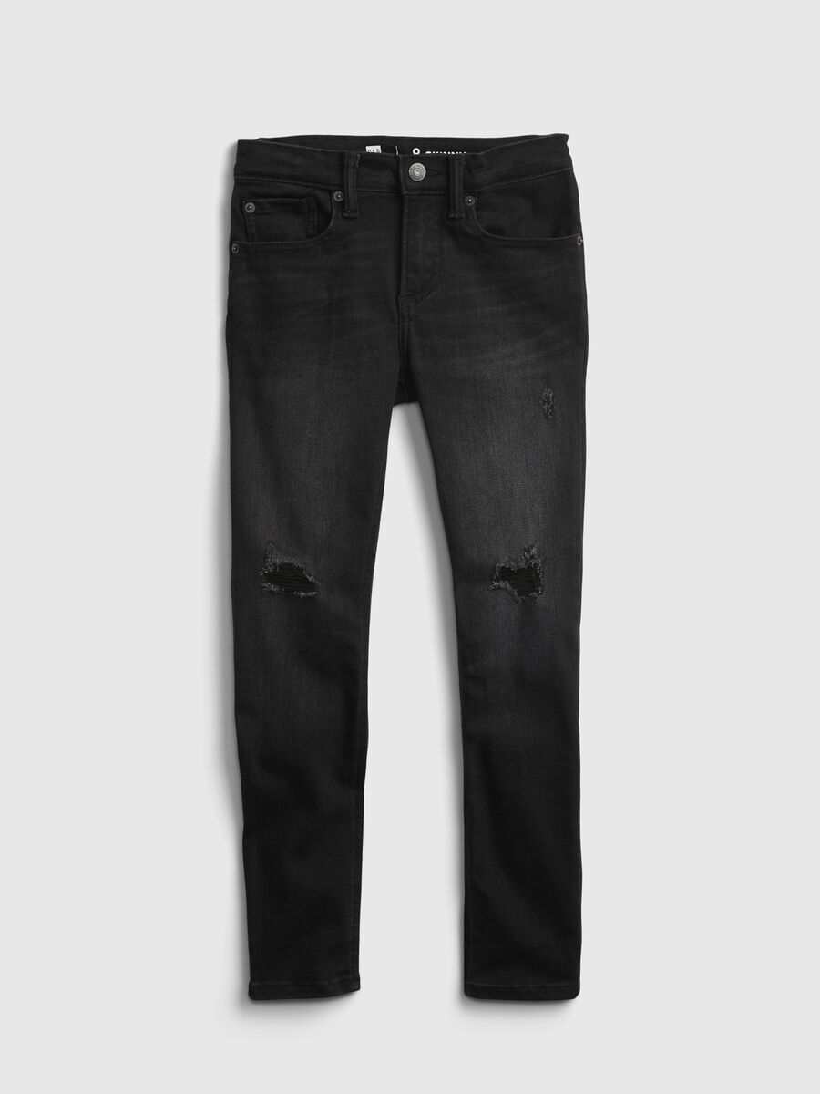Jeans skinny fit con abrasioni Bambino_0