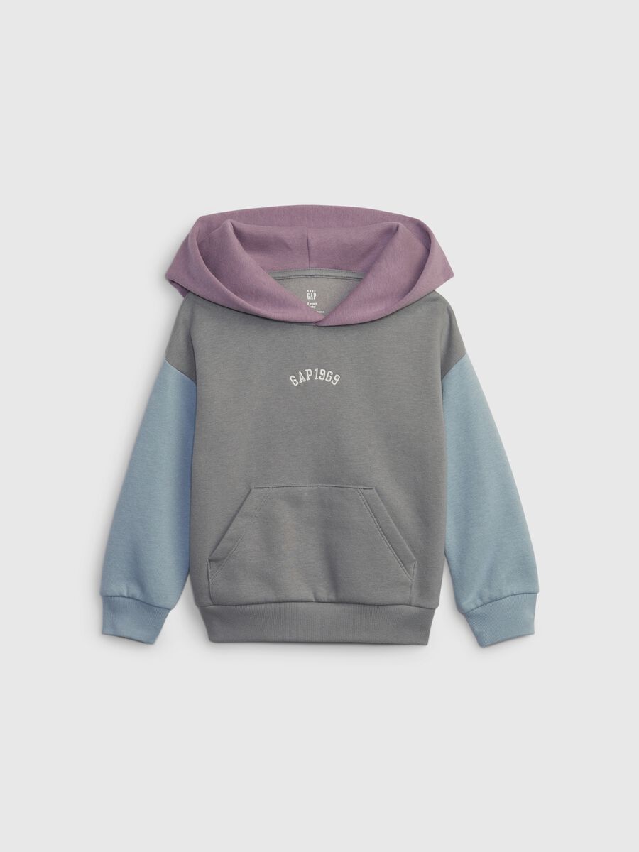 Colourblock sweatshirt with hood and logo Newborn Boy_0