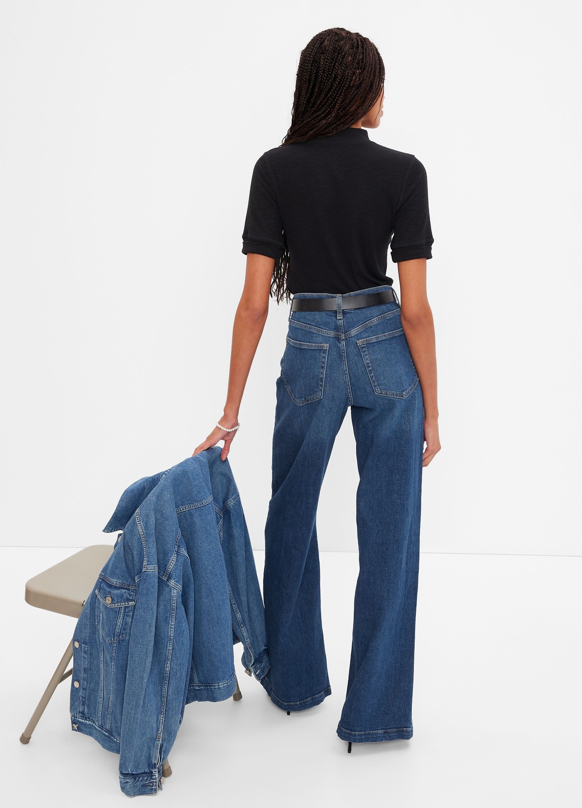 Jeans wide leg a vita alta