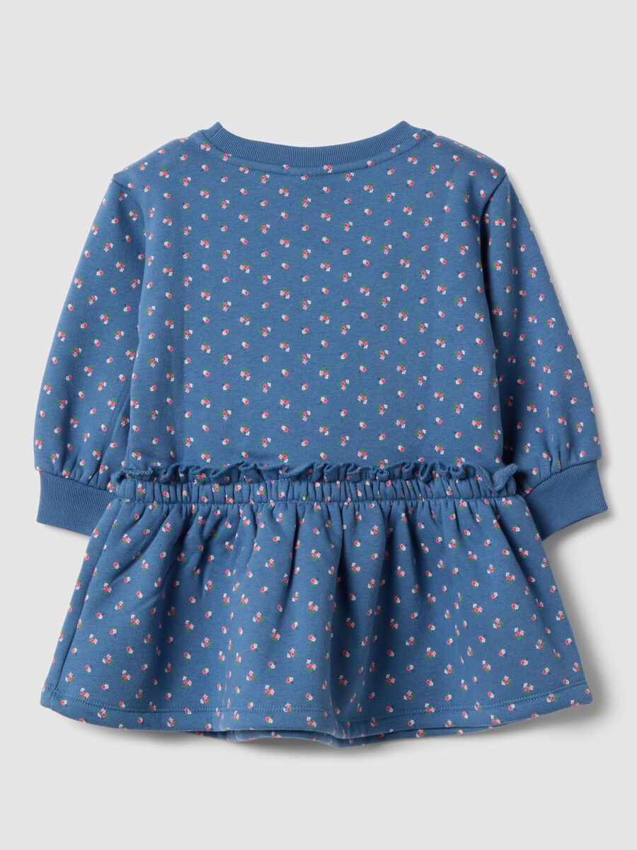 Vestito blu da bambina in misto cotone regular fit con stampa floreale Bimba_1