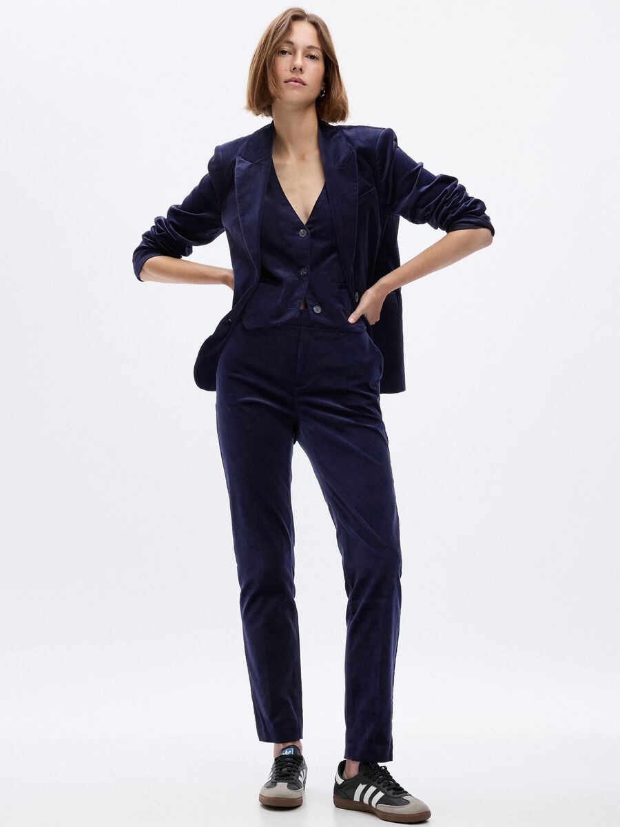 Pantaloni a sigaretta straight fit in velluto Donna_2