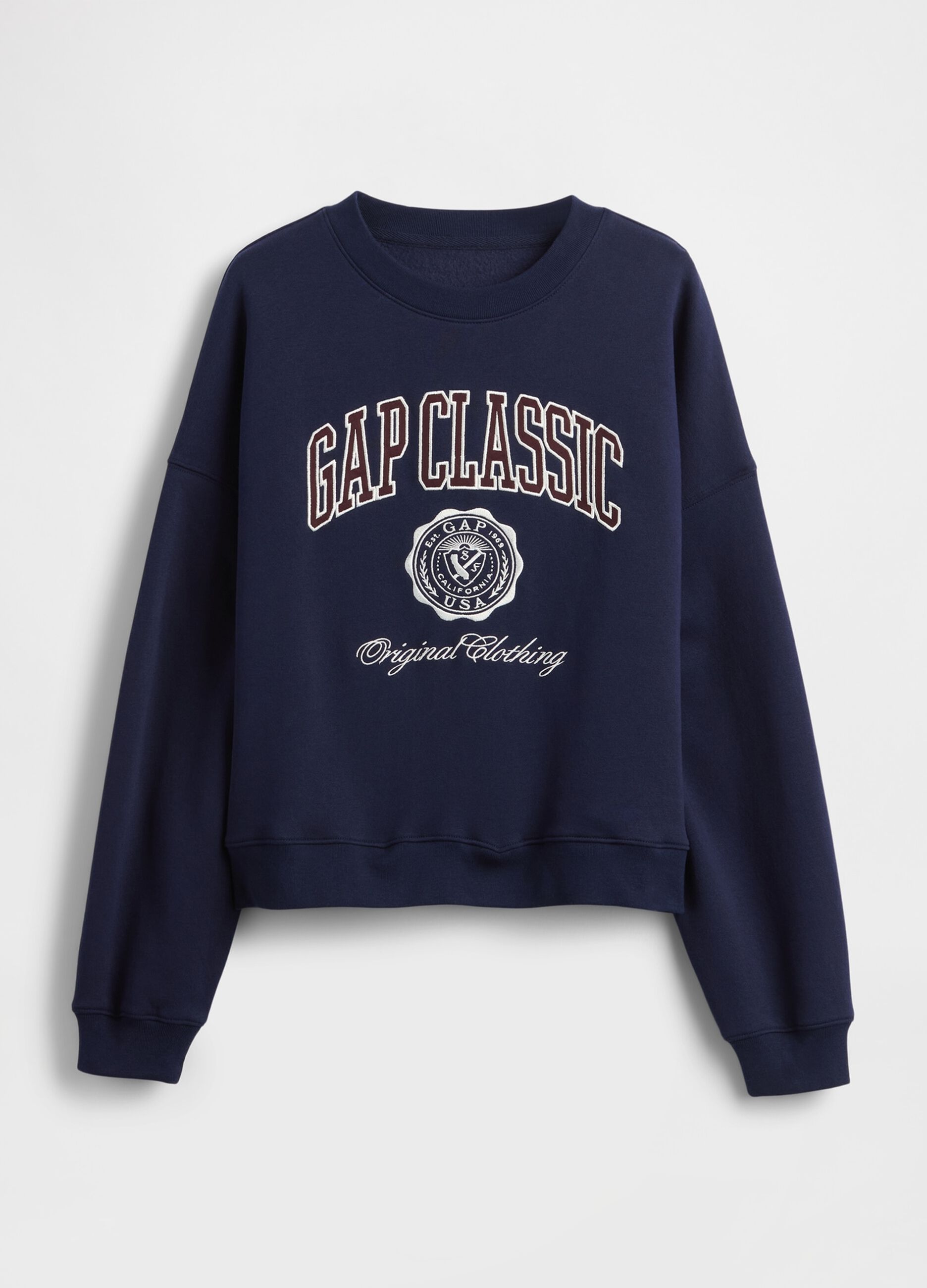 Blue Sweatshirt with Text in Cotton Blend