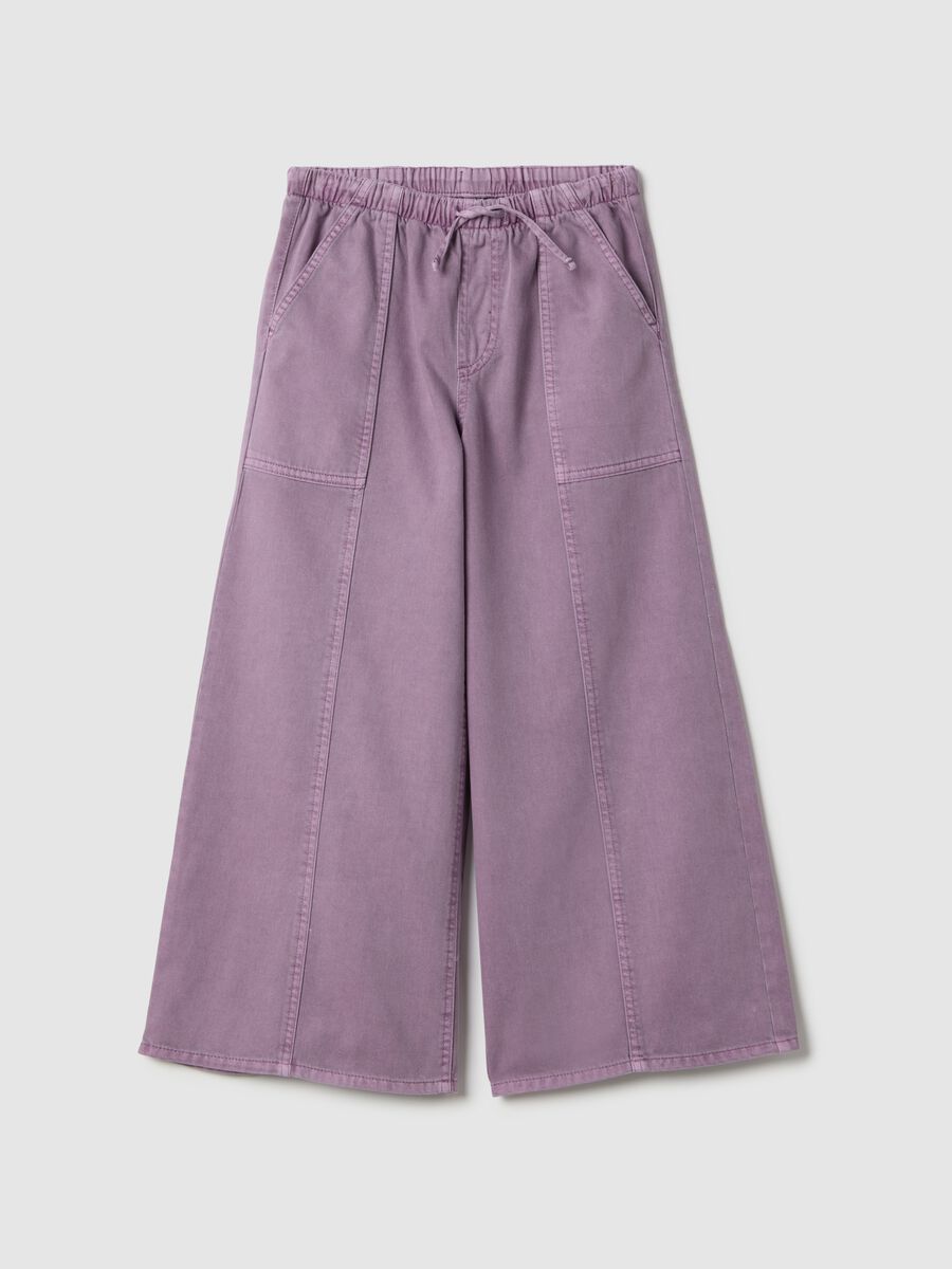 Pantaloni baggy viola da bambina in misto cotone regular fit Bambina_0