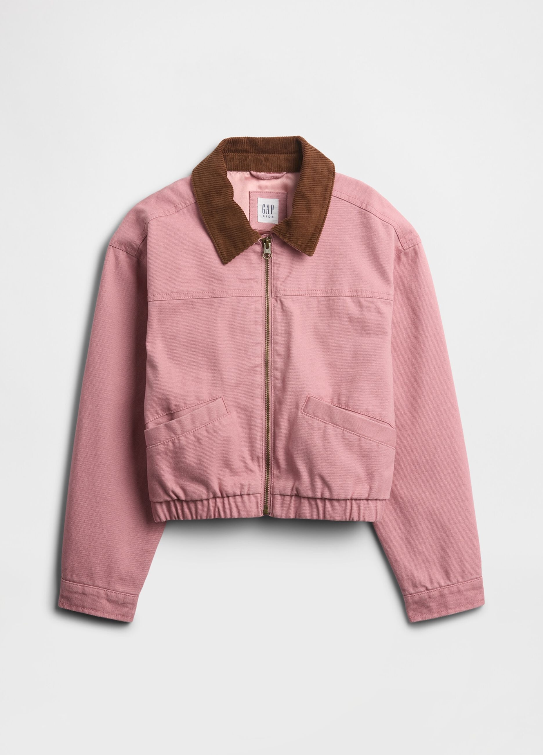 Pink cotton jacket with contrasting collar