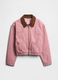 Pink cotton jacket with contrasting collar_0