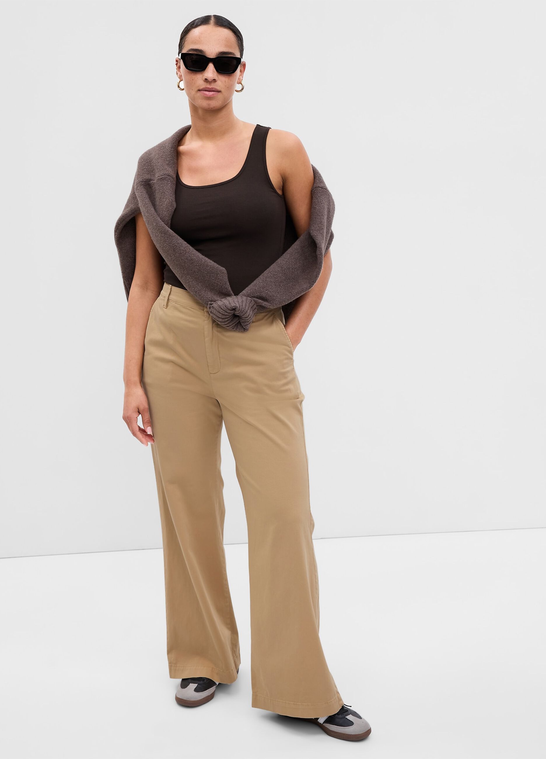 Flare-fit, stretch cotton trousers