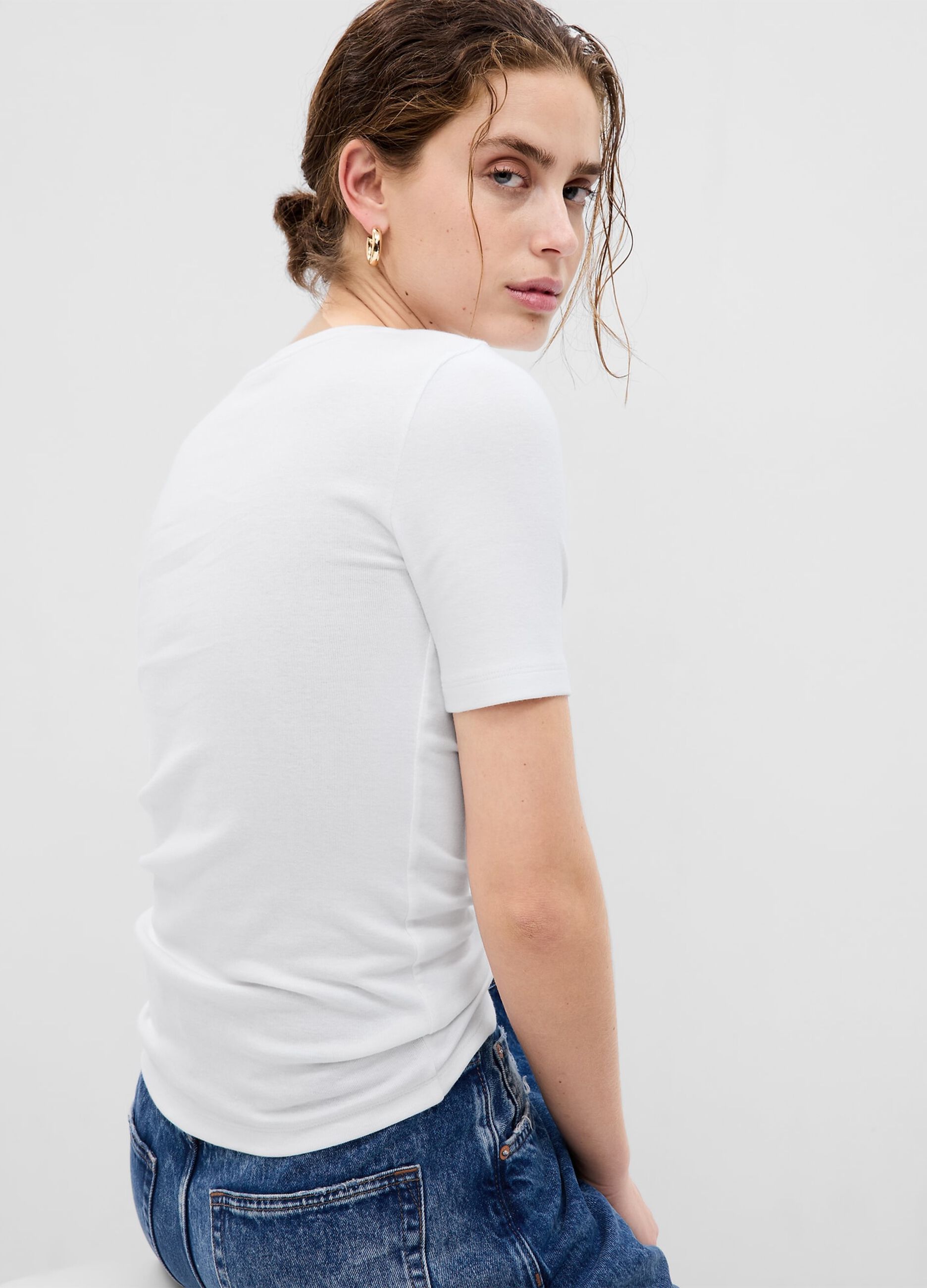 Round-neck t-shirt in stretch cotton and modal_3