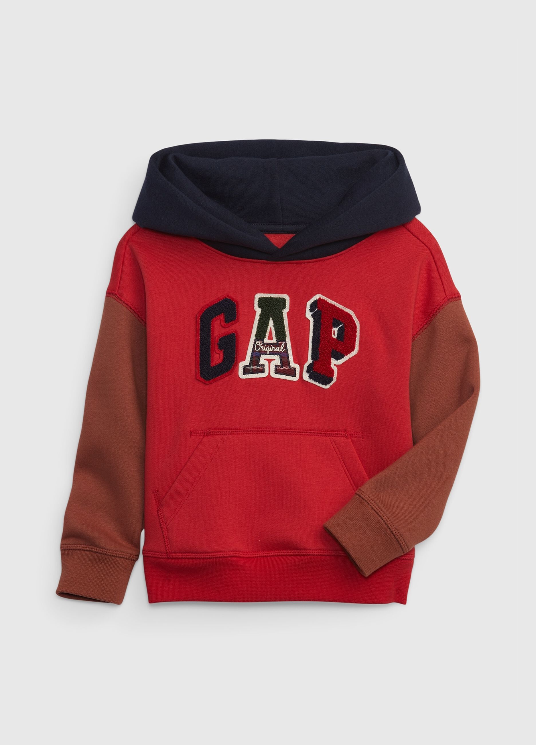 Hoodie with bouclé logo patch