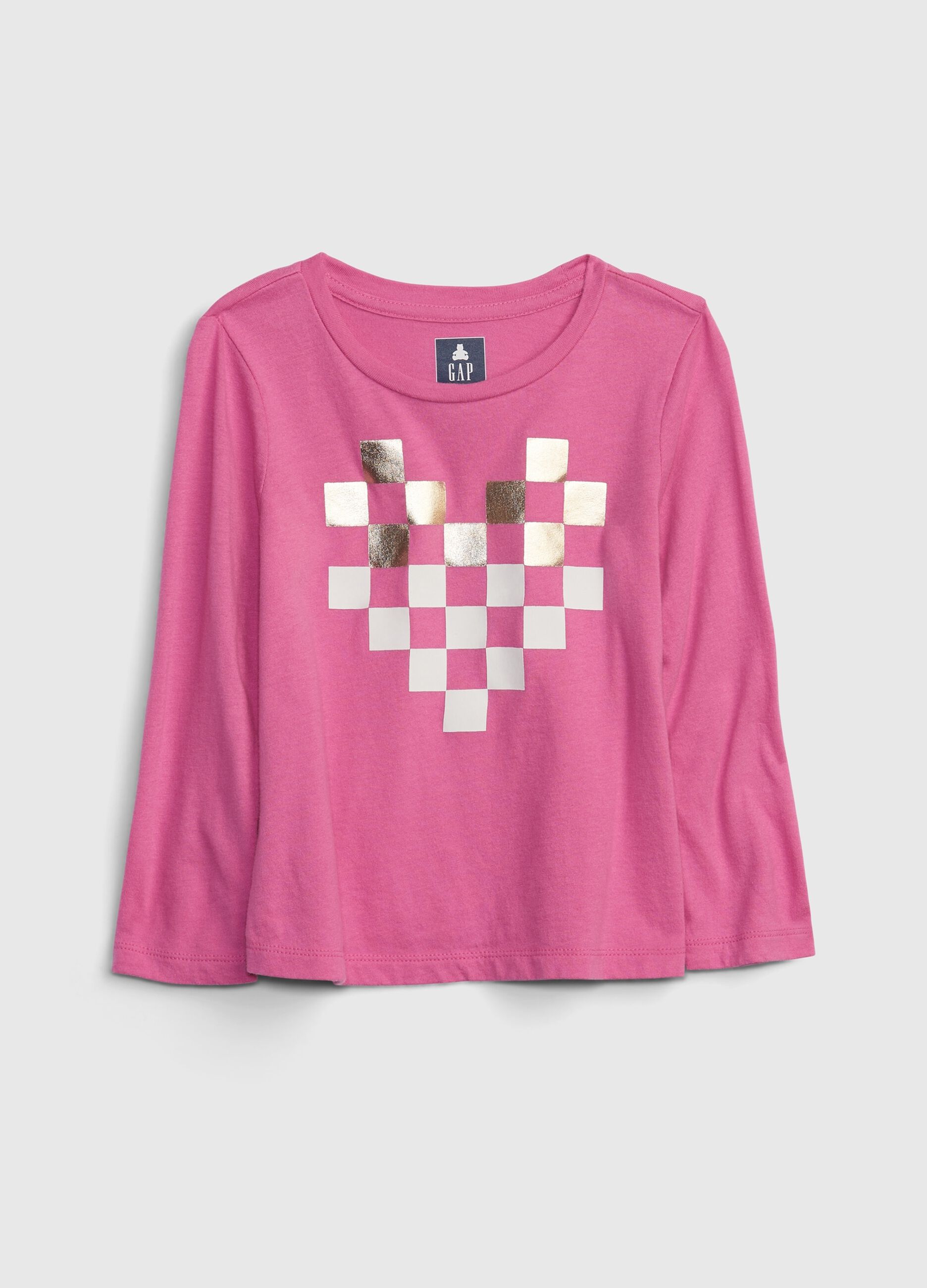 T-shirt with heart print and long sleeves