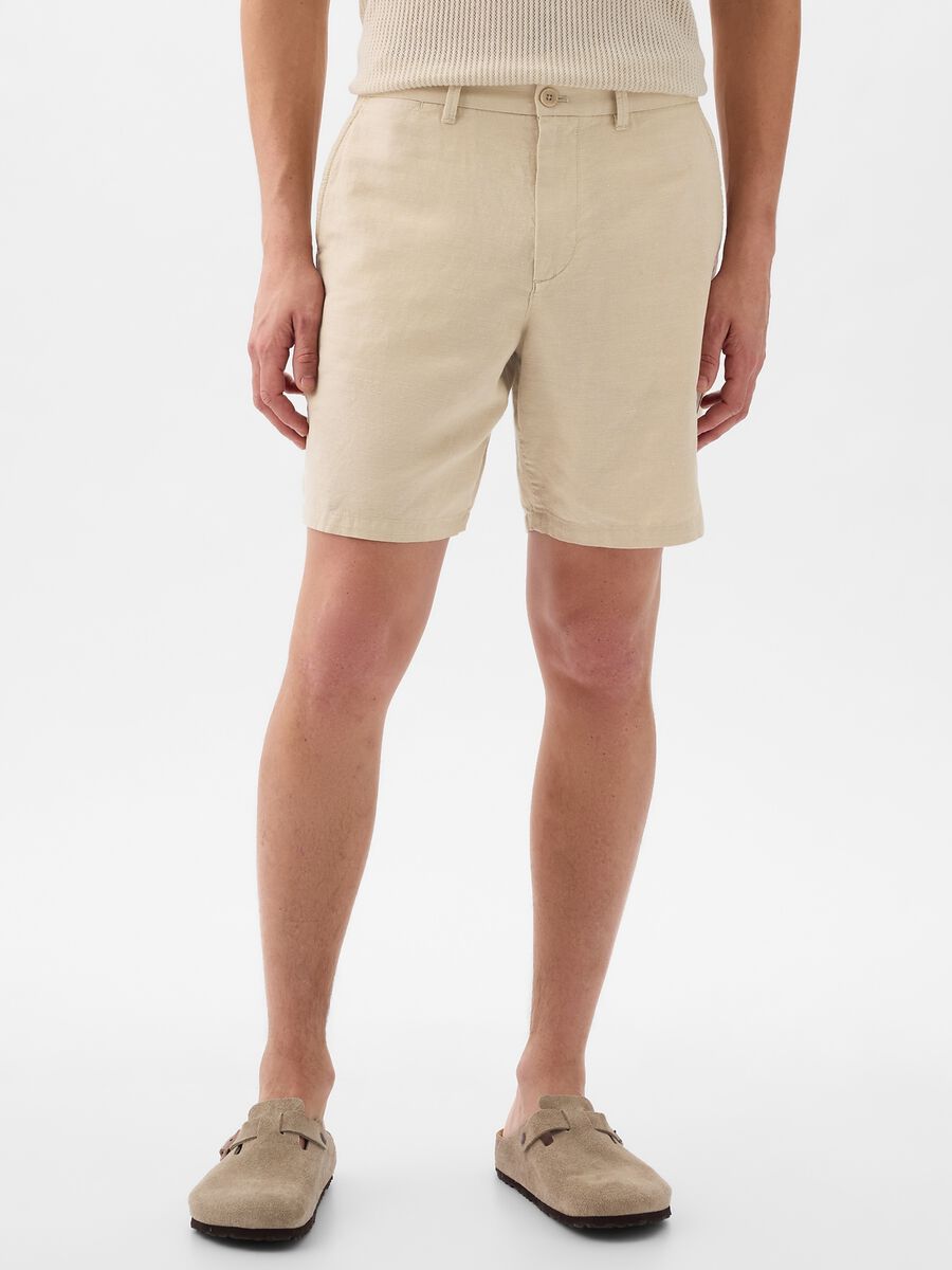 Relaxed-fit Bermuda shorts in cotton and linen Man_2