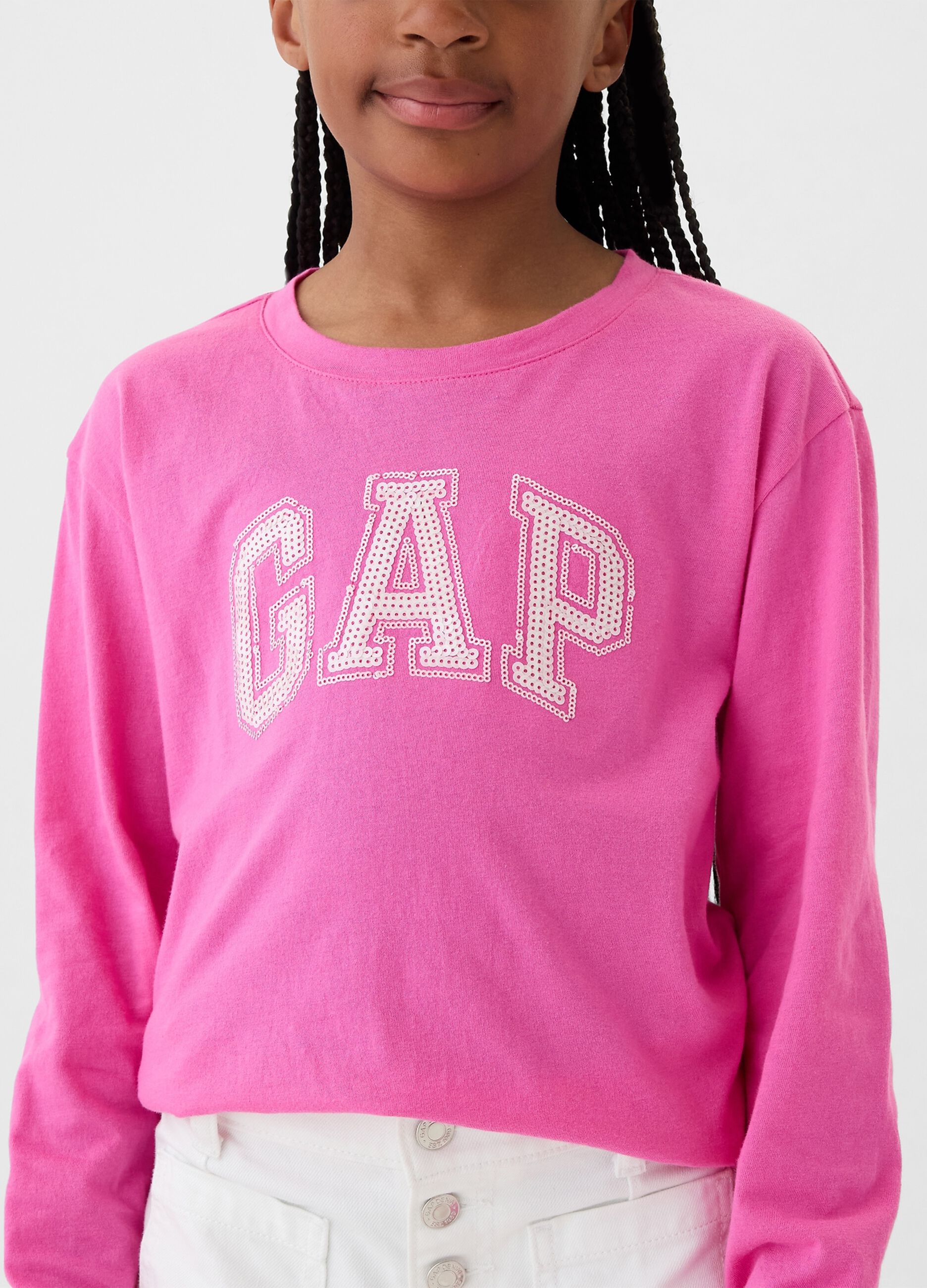 T-shirt con logo in micro paillettes