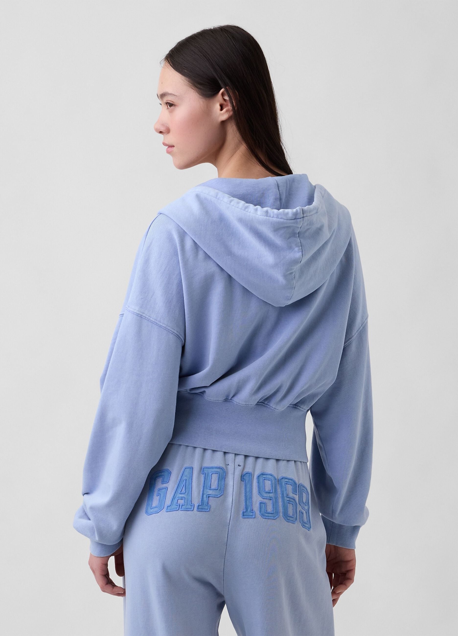 Felpa full zip in misto cotone con logo GAP e cappuccio 