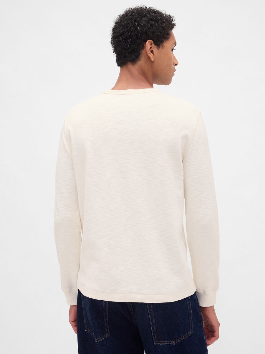 Maglietta manica lunga bianca in cotone Uomo_1