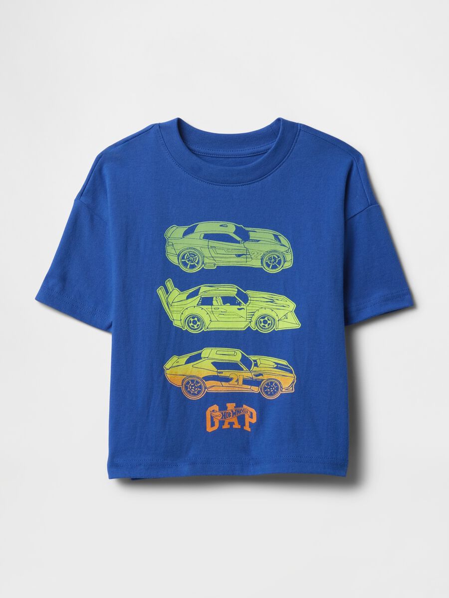 T-shirt blu con stampa automobili Baby Boy_0