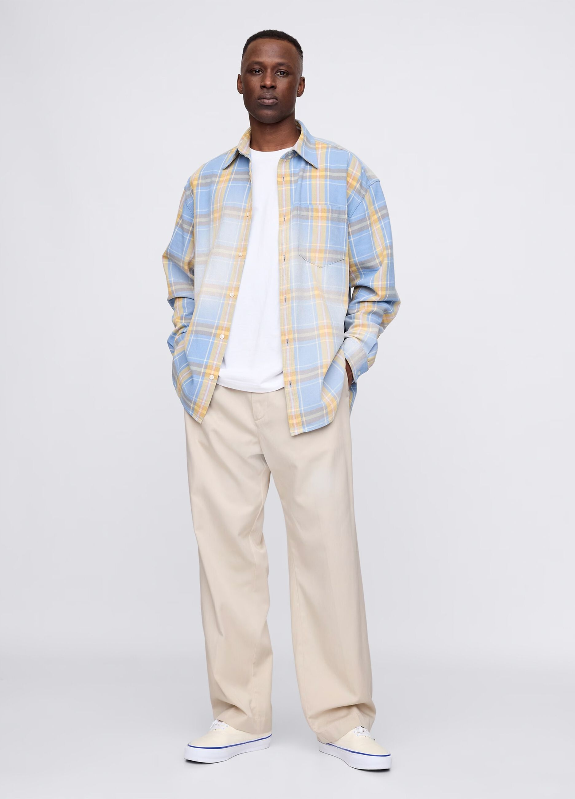 Pantaloni beige a gamba larga in Lyocell e cotone