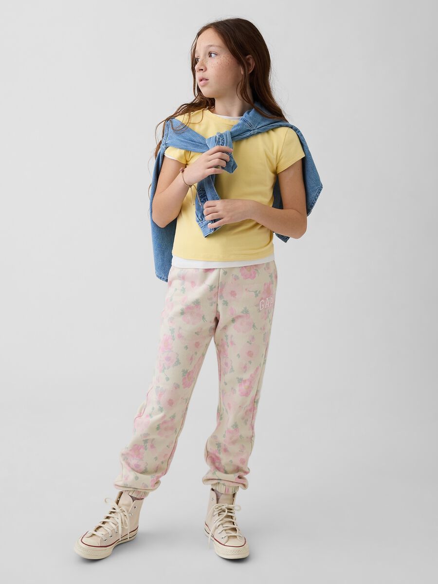 Pantaloni in misto cotone multicolor da ragazza con motivo floreale Bambina_0