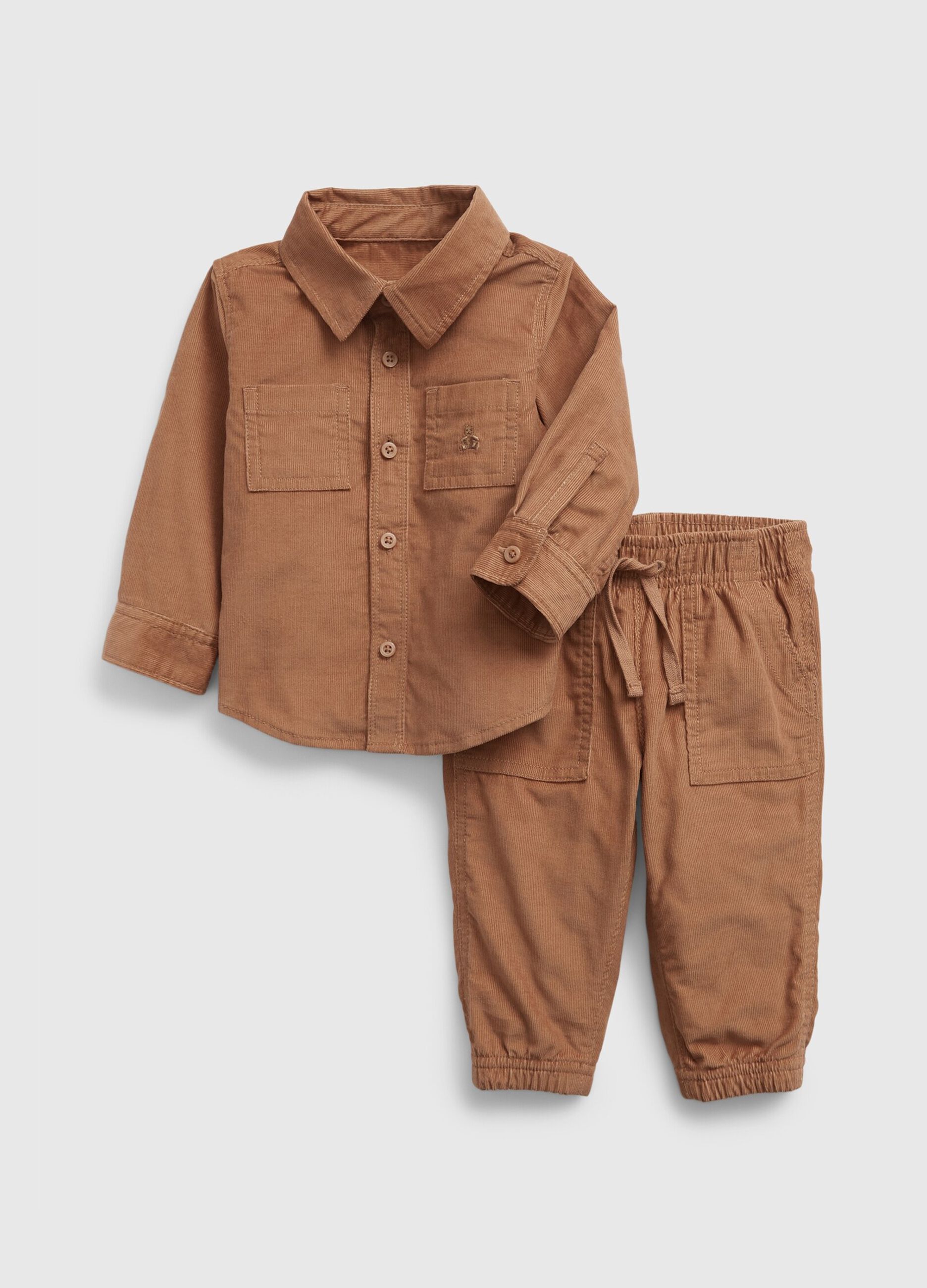 Set of corduroy shirt and pull-on trousers