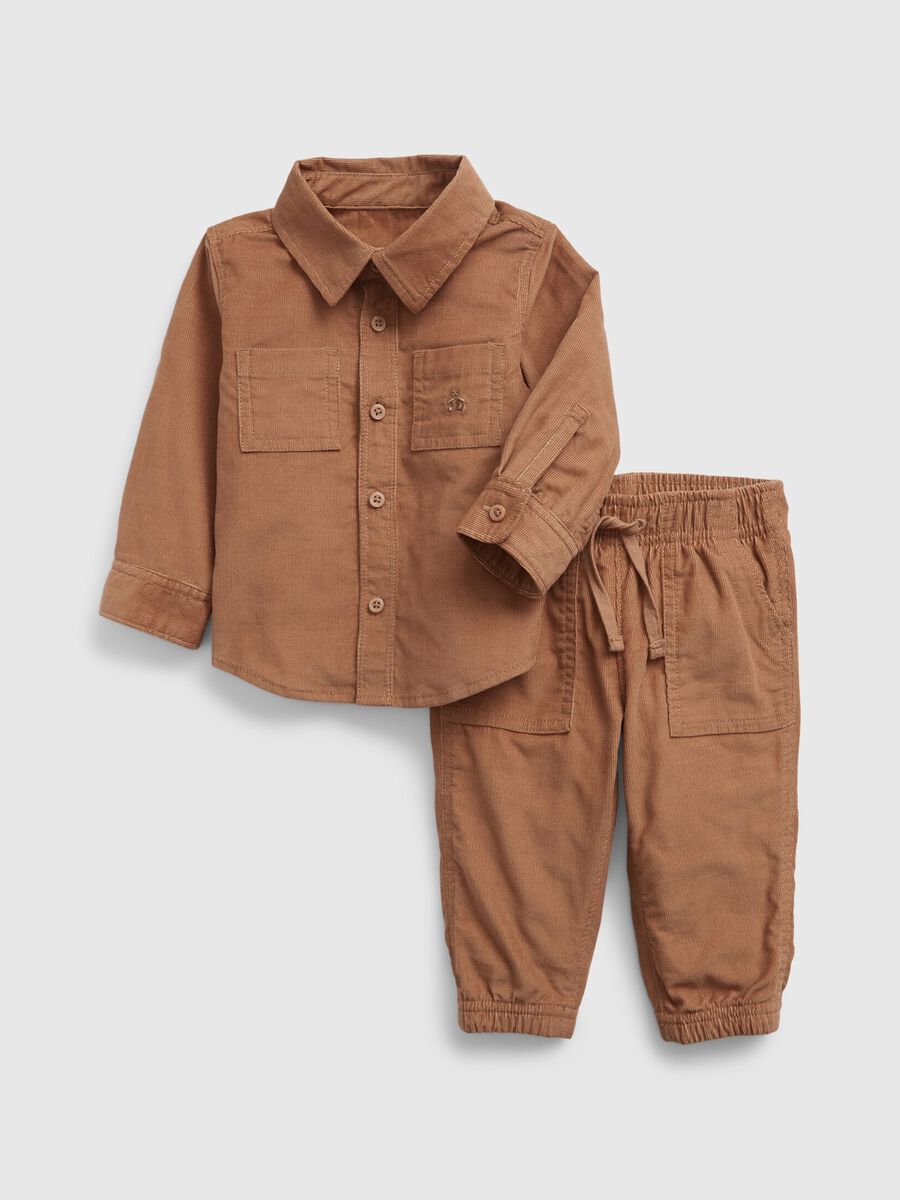 Set of corduroy shirt and pull-on trousers Newborn Boy_0