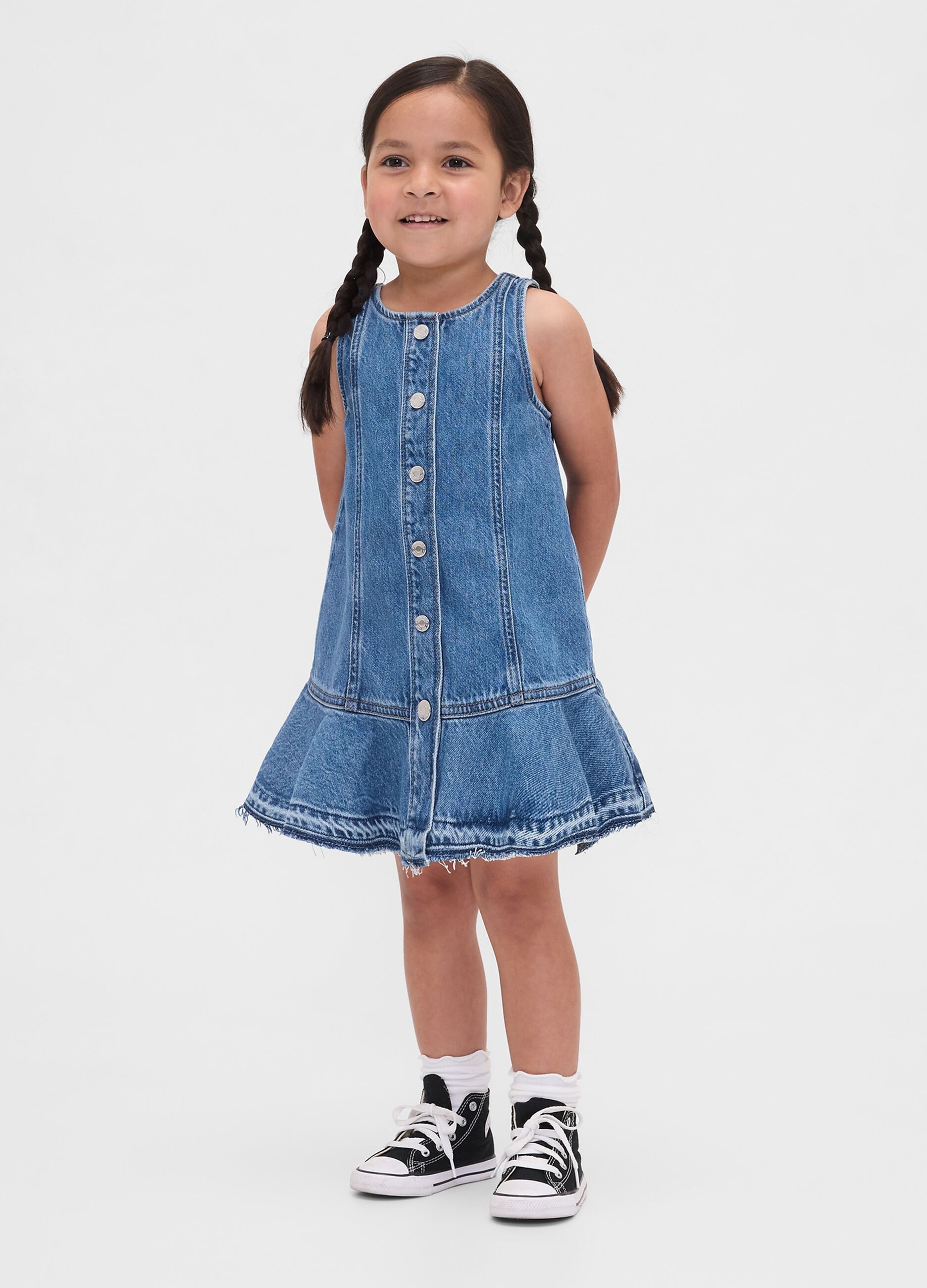 Abito denim in cotone con bottoni