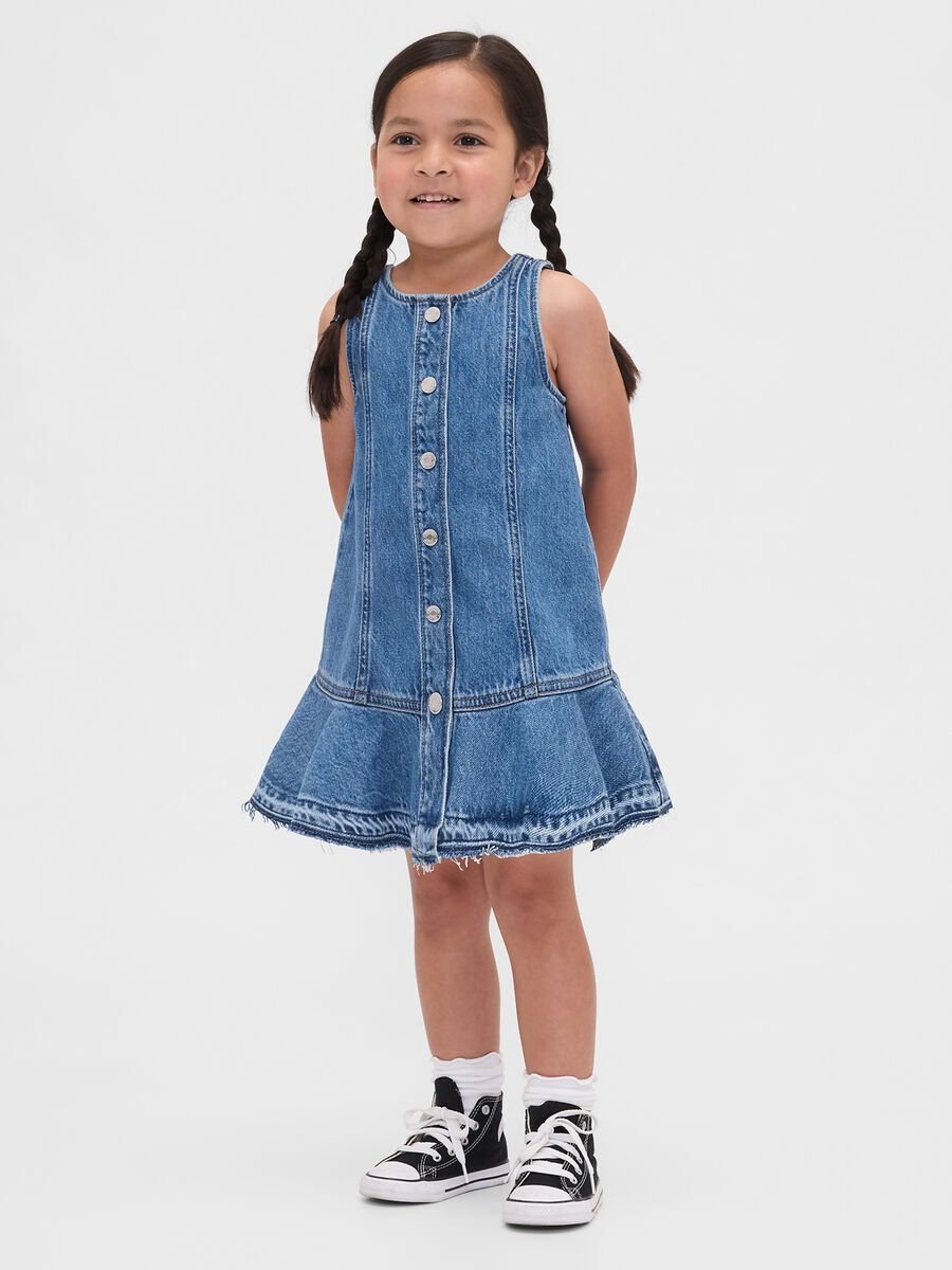 Abito denim in cotone con bottoni Bimba_0
