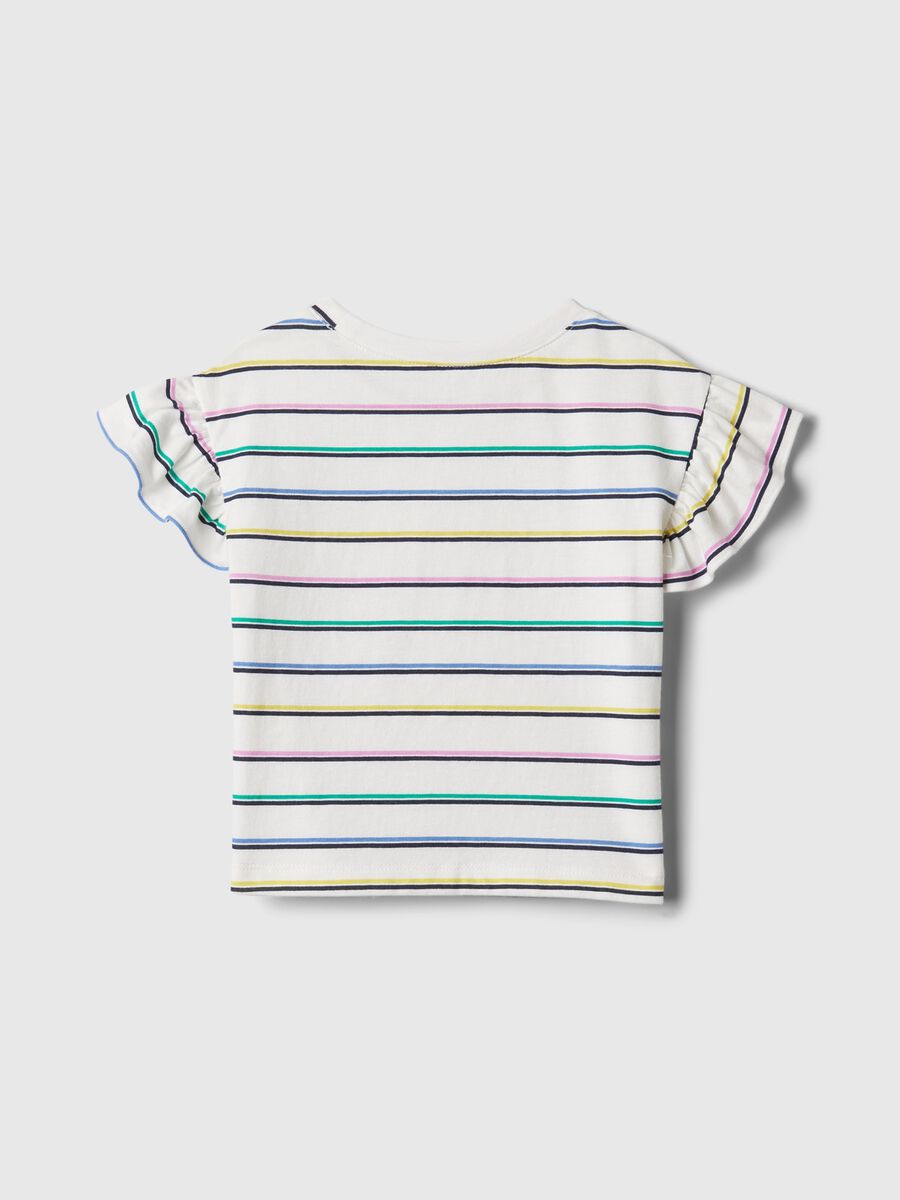 Multicoloured striped T-shirt with cap sleeves Girl_1